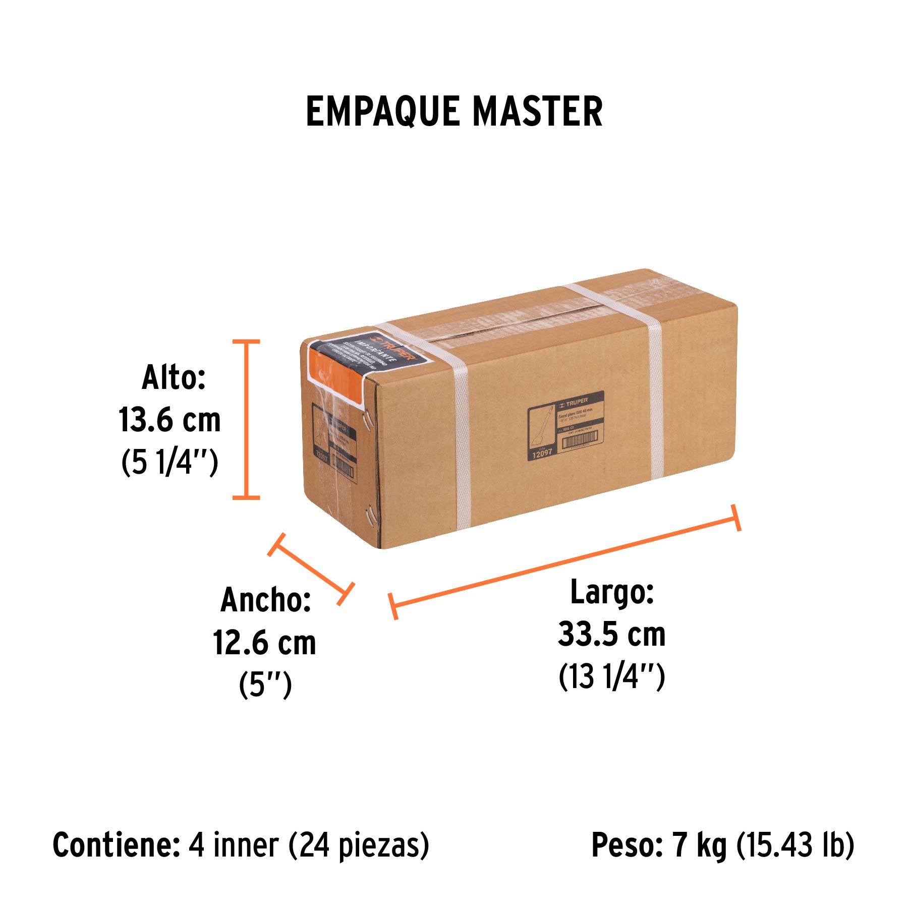 Cincel plano grueso SDS Plus 1-1/2" x 10", TRUPER - Empaque