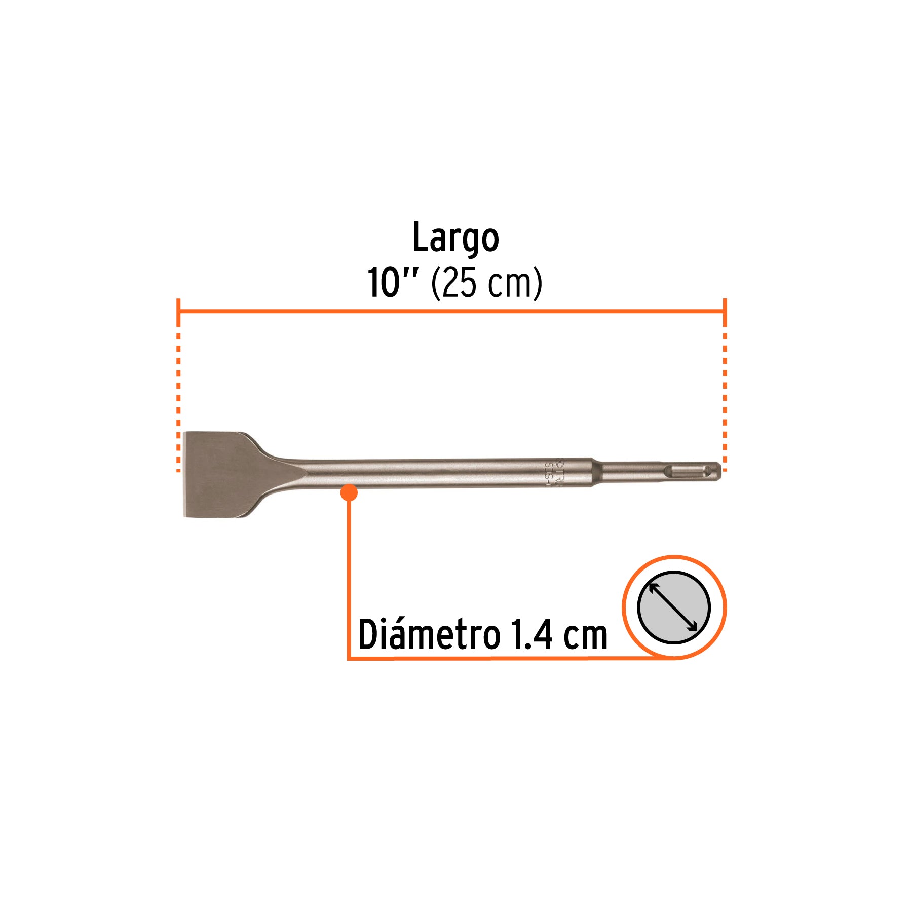 Cincel plano grueso SDS Plus 1-1/2" x 10", TRUPER