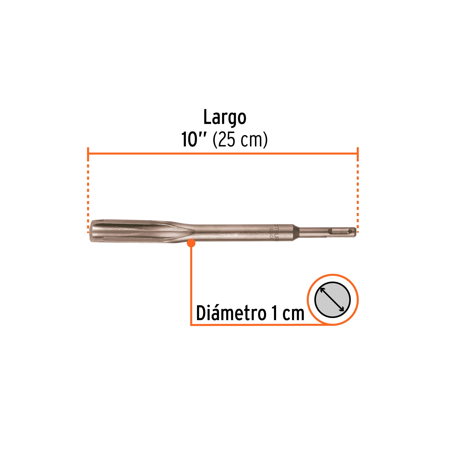Cincel hueco para acanalado SDS plus 3/4" x 10", TRUPER