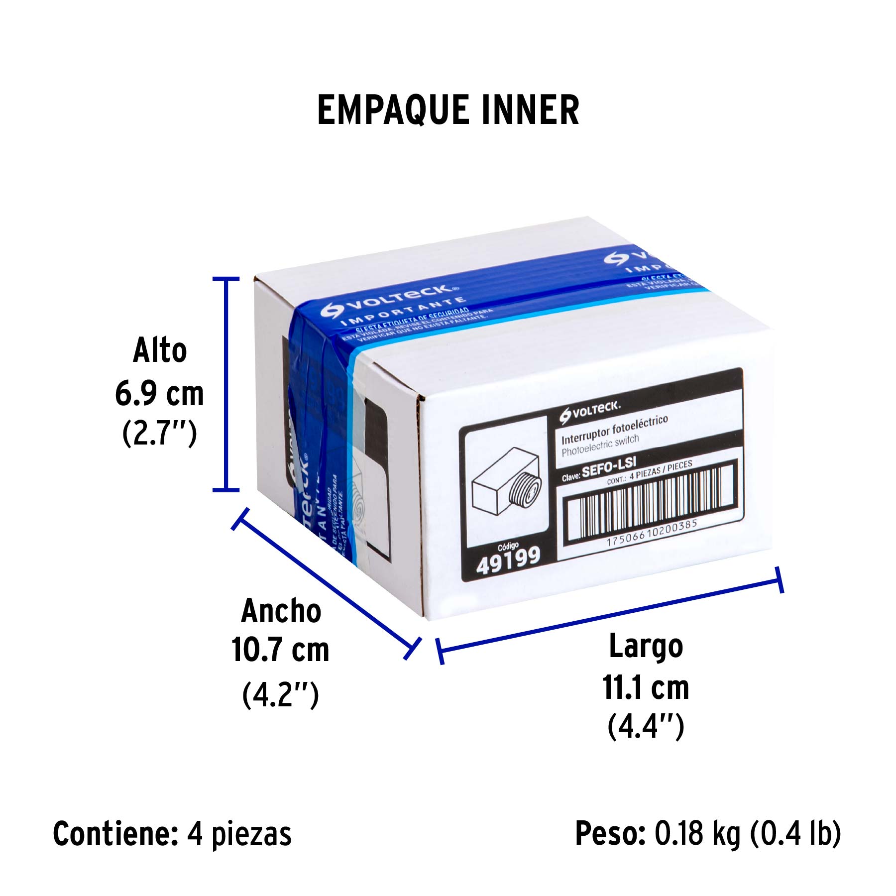 Interruptor fotoeléctrico 127 V, VOLTECK - Empaque