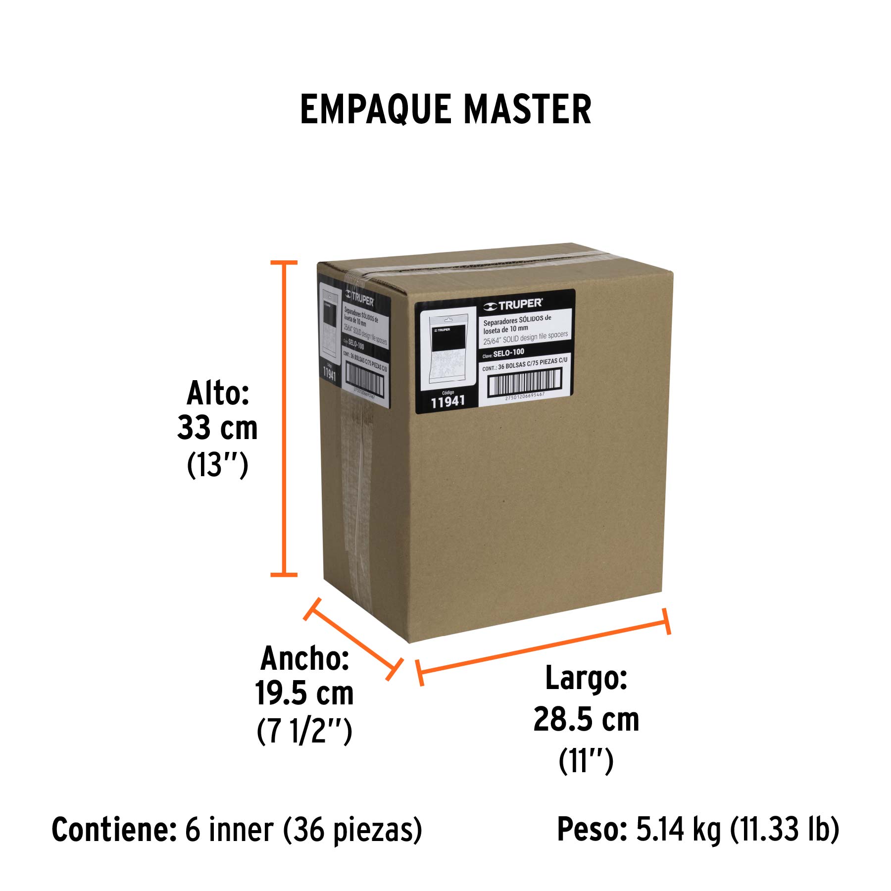 Bolsa con 75 separadores de 10 mm de losetas, TRUPER - Empaque