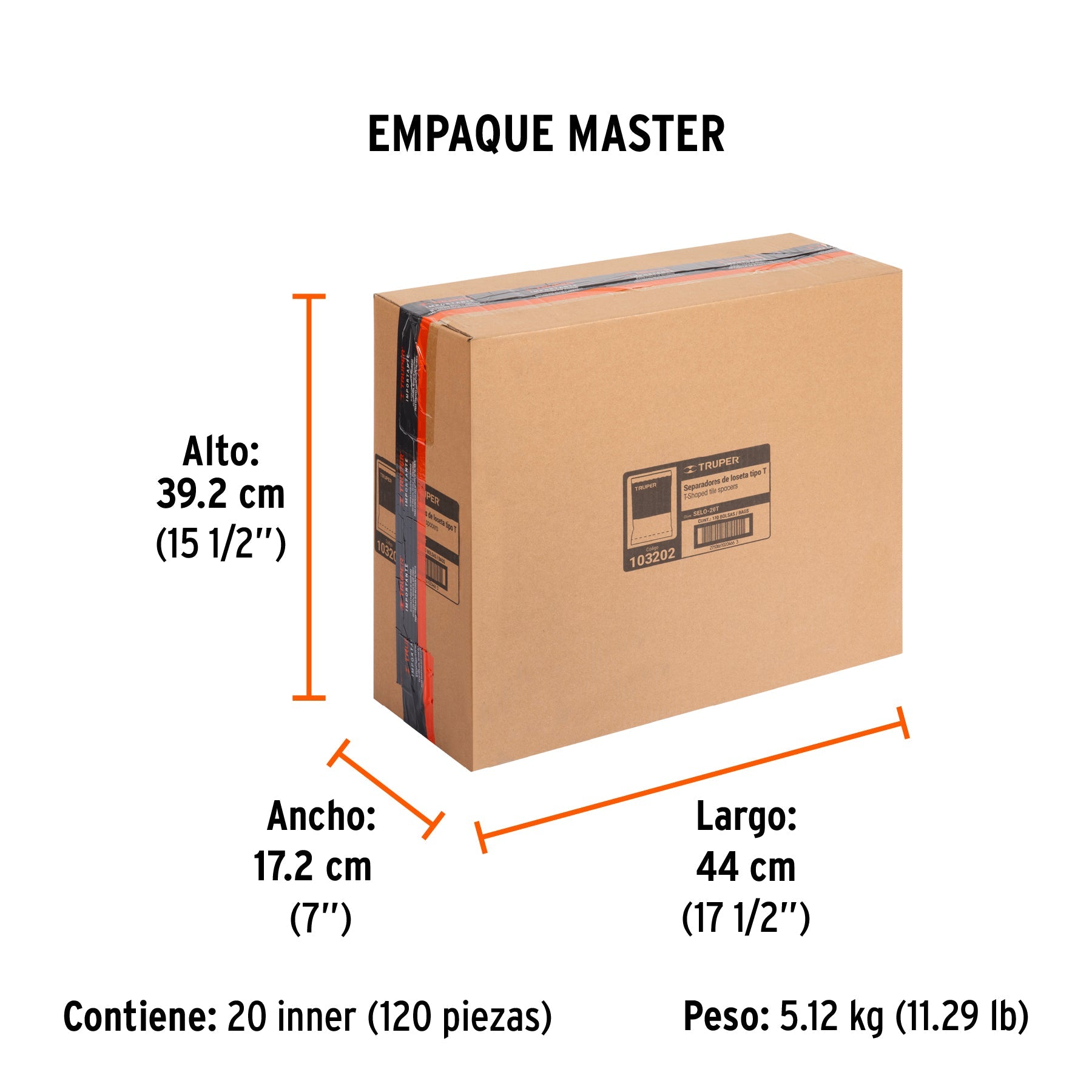 Bolsa con 200 separadores "T" de 2 mm de losetas, TRUPER - Empaque