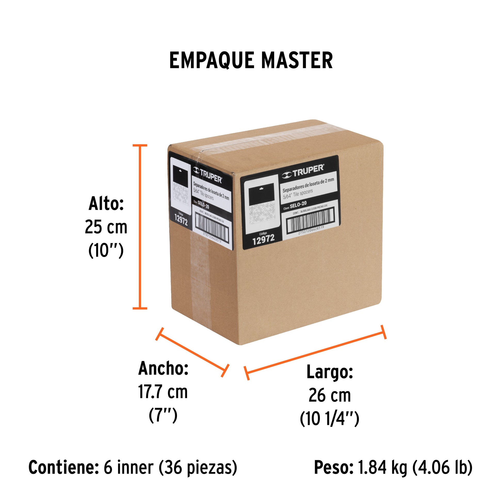 Bolsa con 200 separadores de 2 mm de losetas, TRUPER - Empaque
