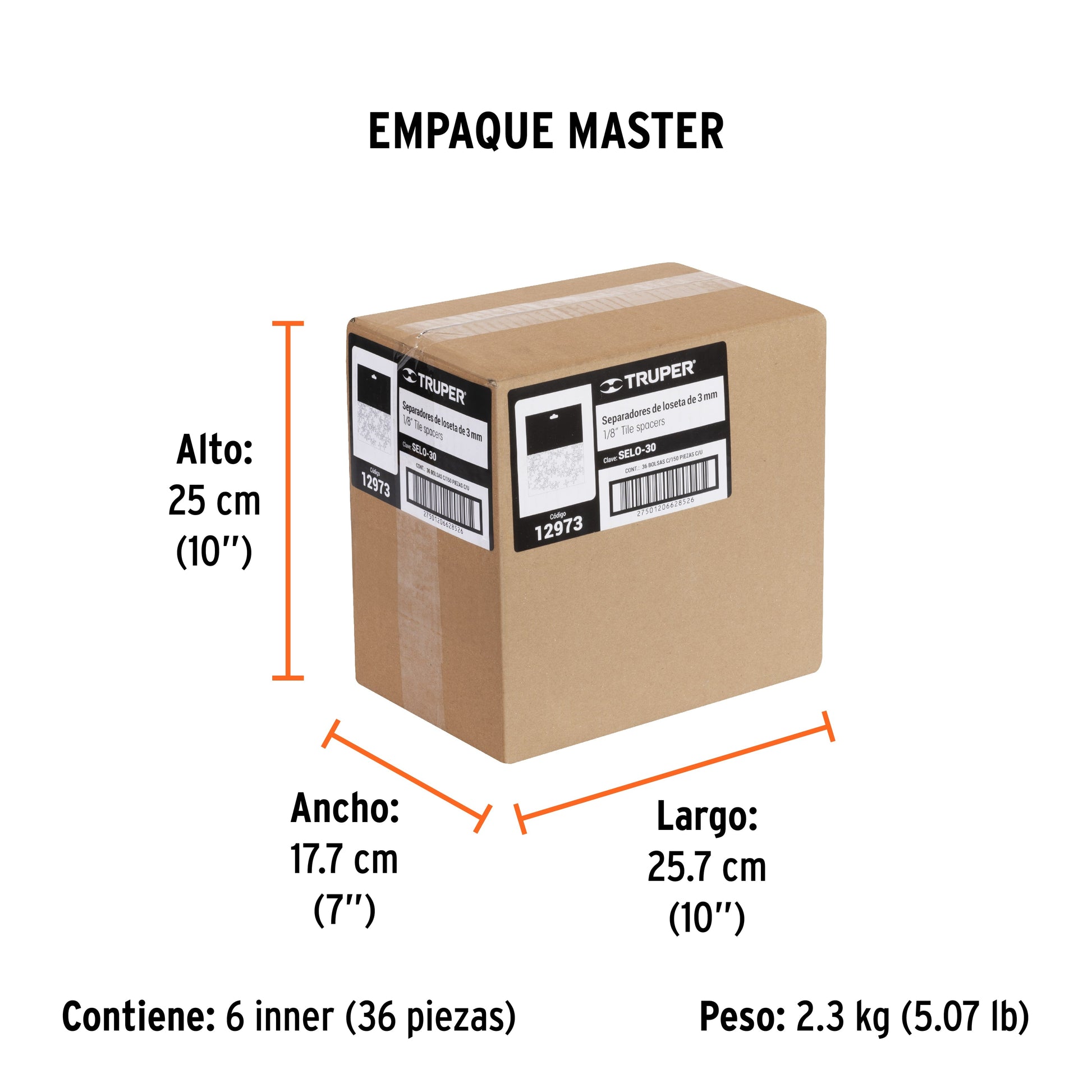 Bolsa con 150 separadores de 3 mm de losetas, TRUPER - Empaque