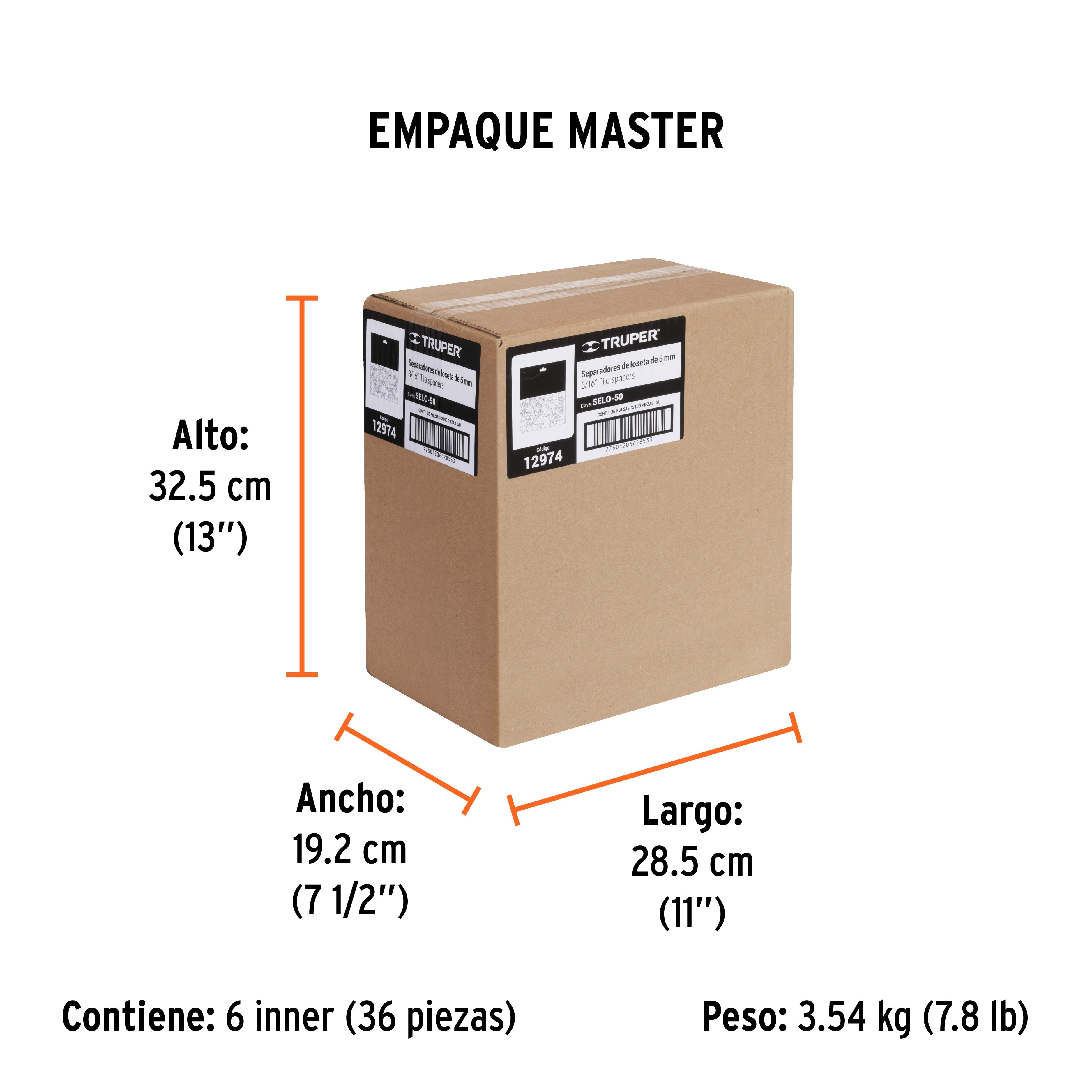 Bolsa con 100 separadores de 5 mm de losetas, TRUPER - Empaque
