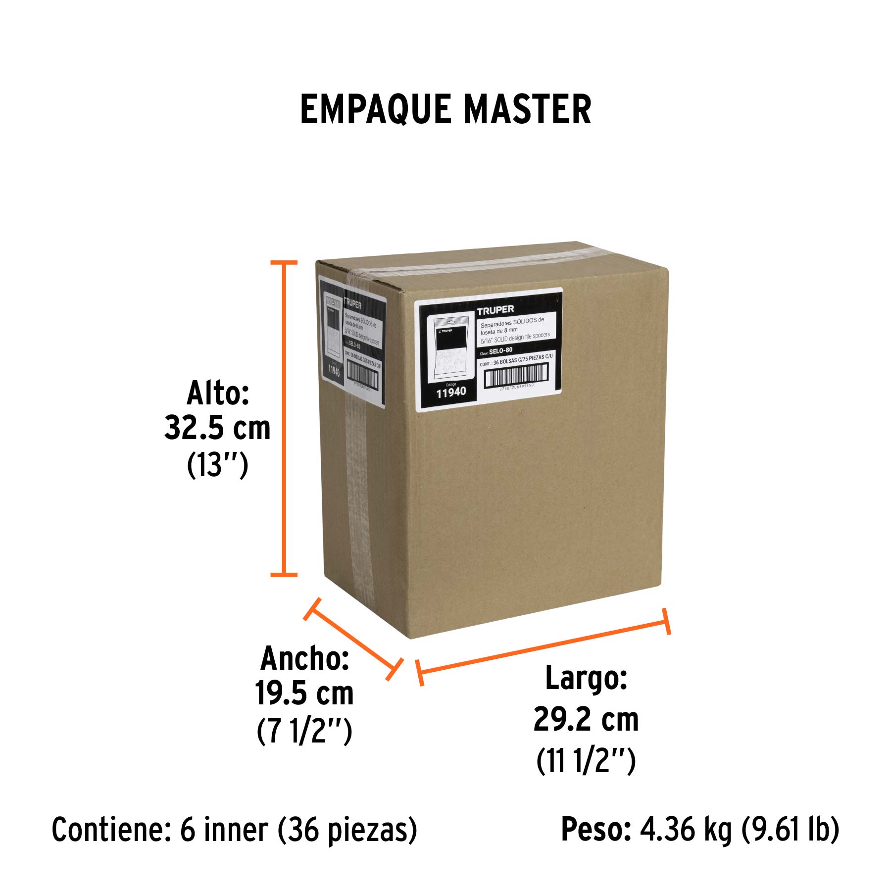 Bolsa con 75 separadores de 8 mm de losetas, TRUPER - Empaque
