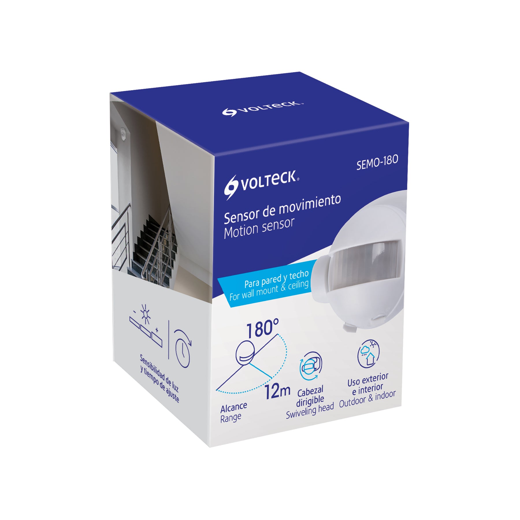 Sensor de movimiento de 180° para pared y techo, VOLTECK