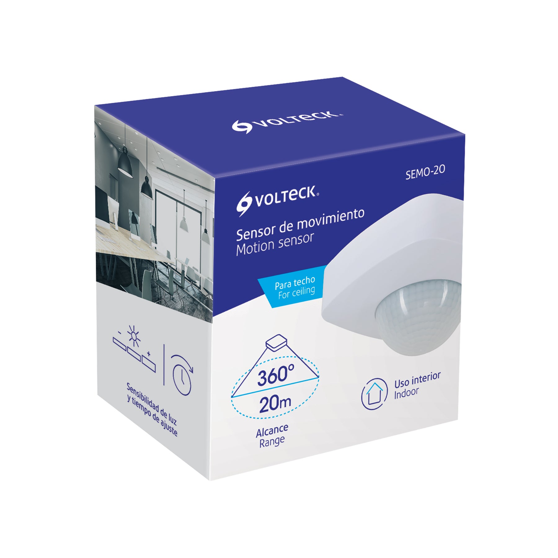Sensor de movimiento para techo, alcance 20 m, VOLTECK