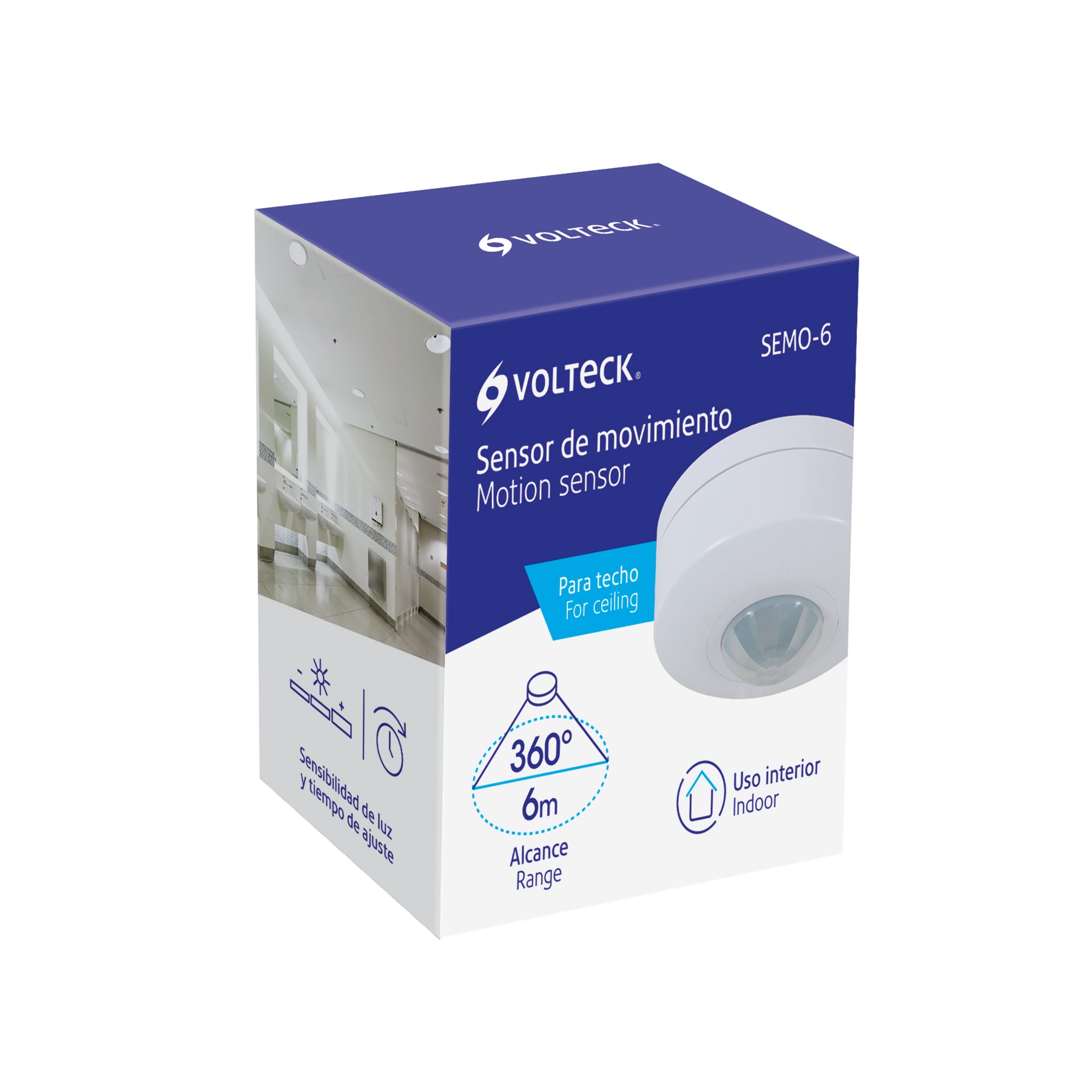 Sensor de movimiento para techo, alcance 6 m, VOLTECK