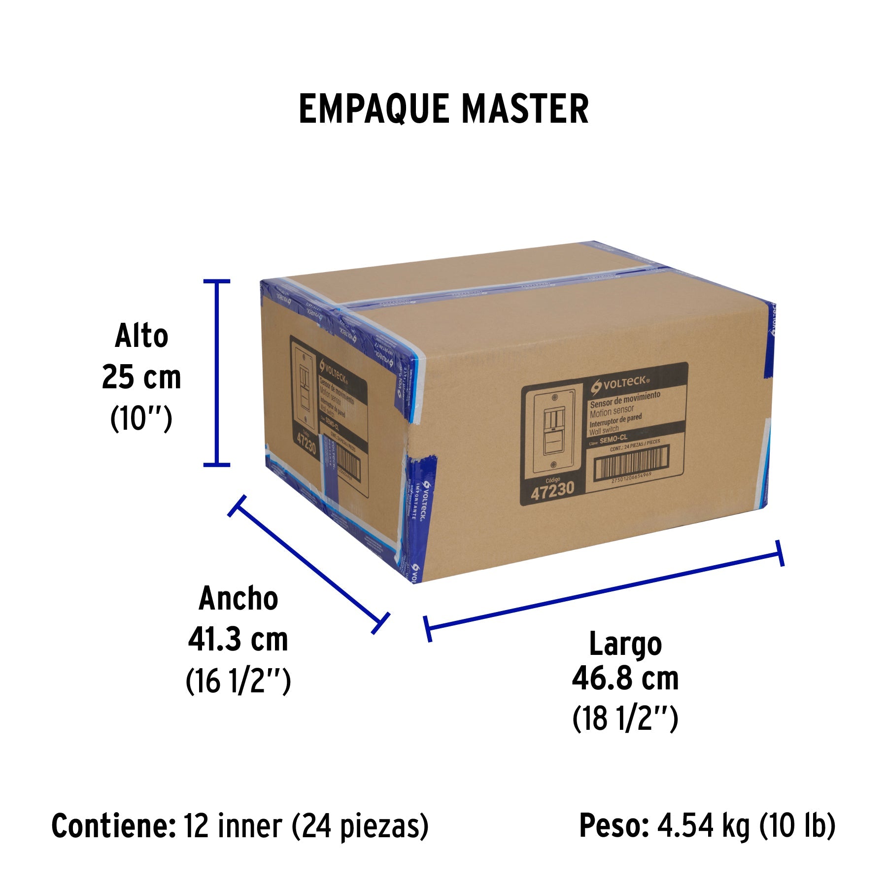 Sensor de movimiento con interruptor de pared, VOLTECK - Empaque