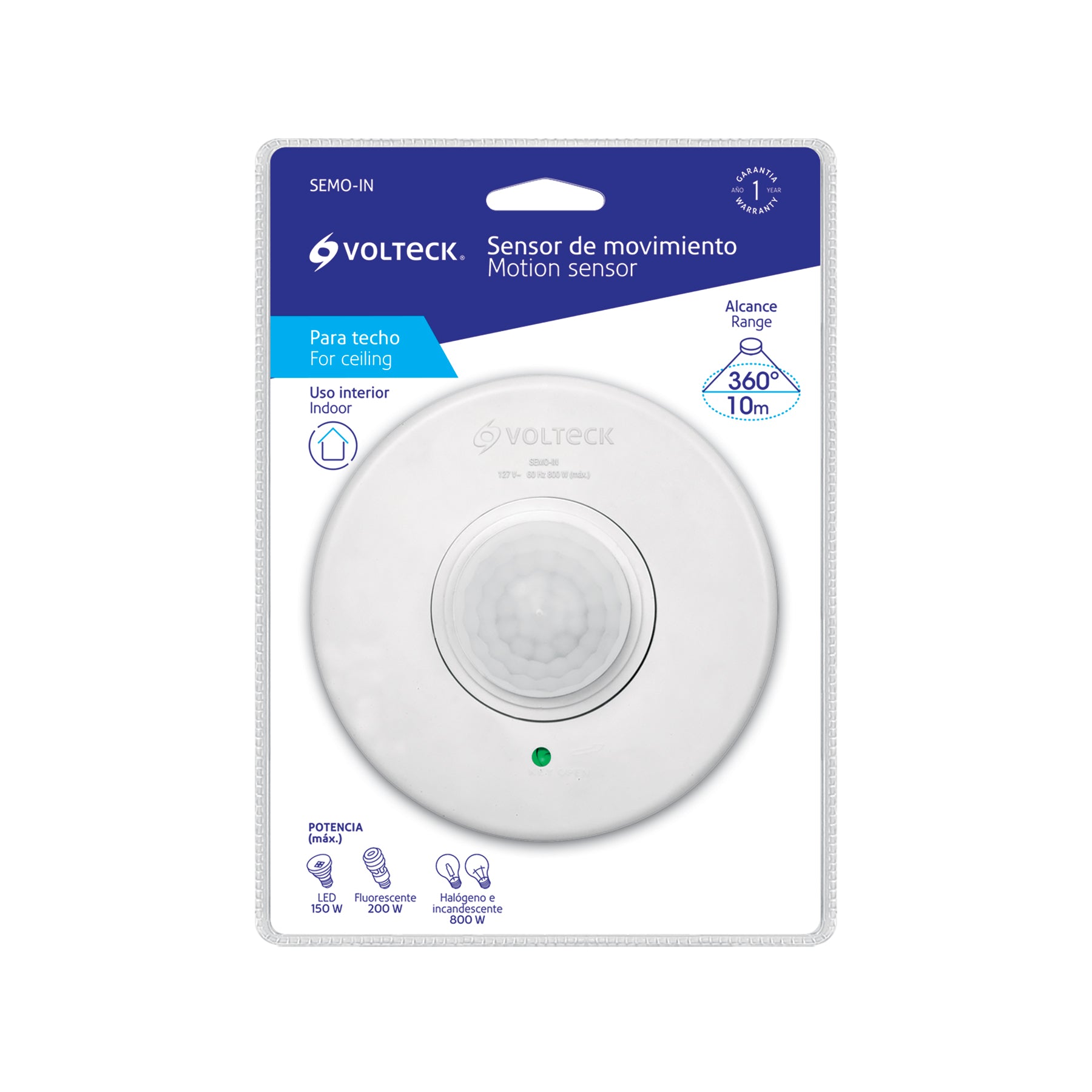 Sensor de movimiento para techo, alcance 10 m, VOLTECK