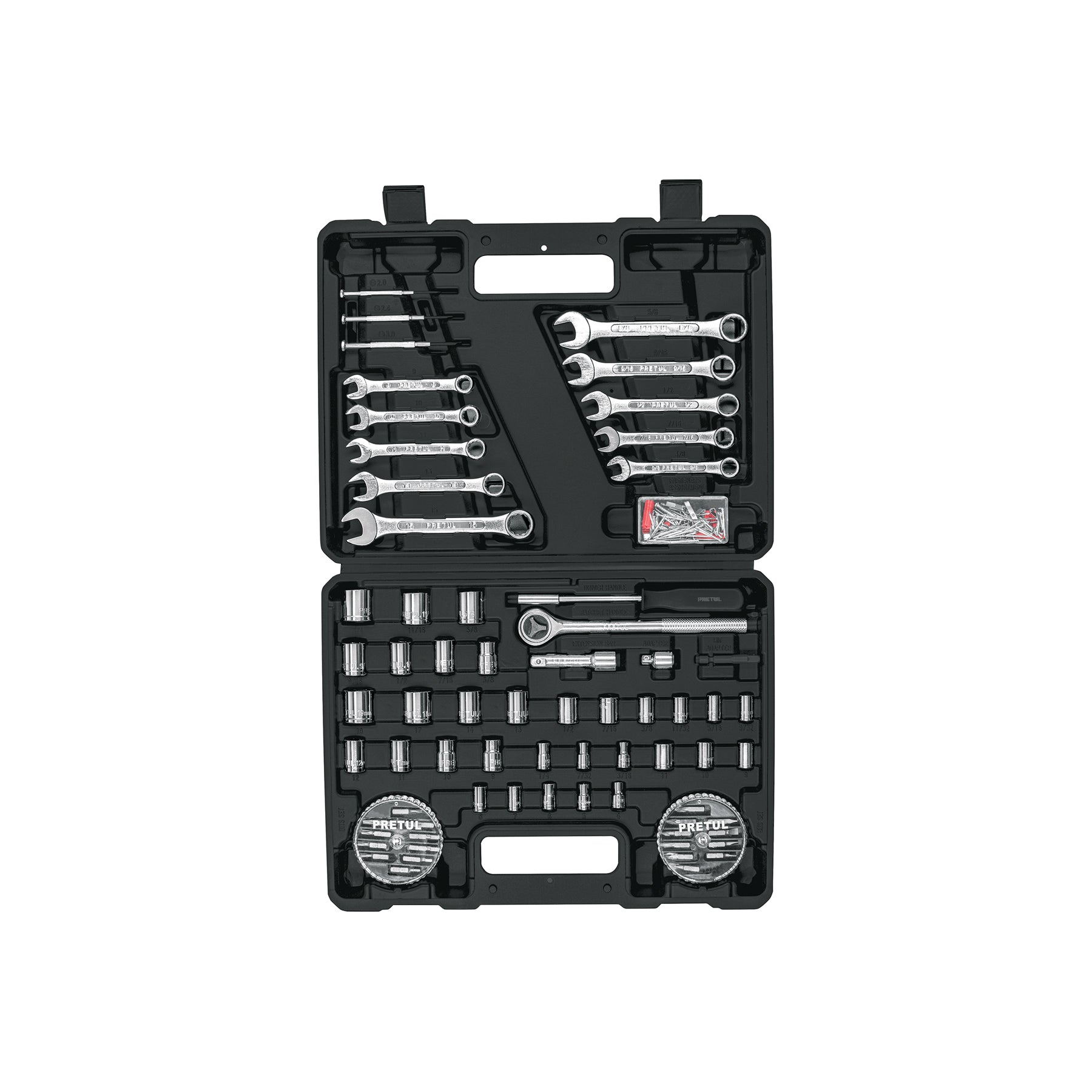 Juego de 71 herramientas 1/4" y 3/8" para mecánico, PRETUL
