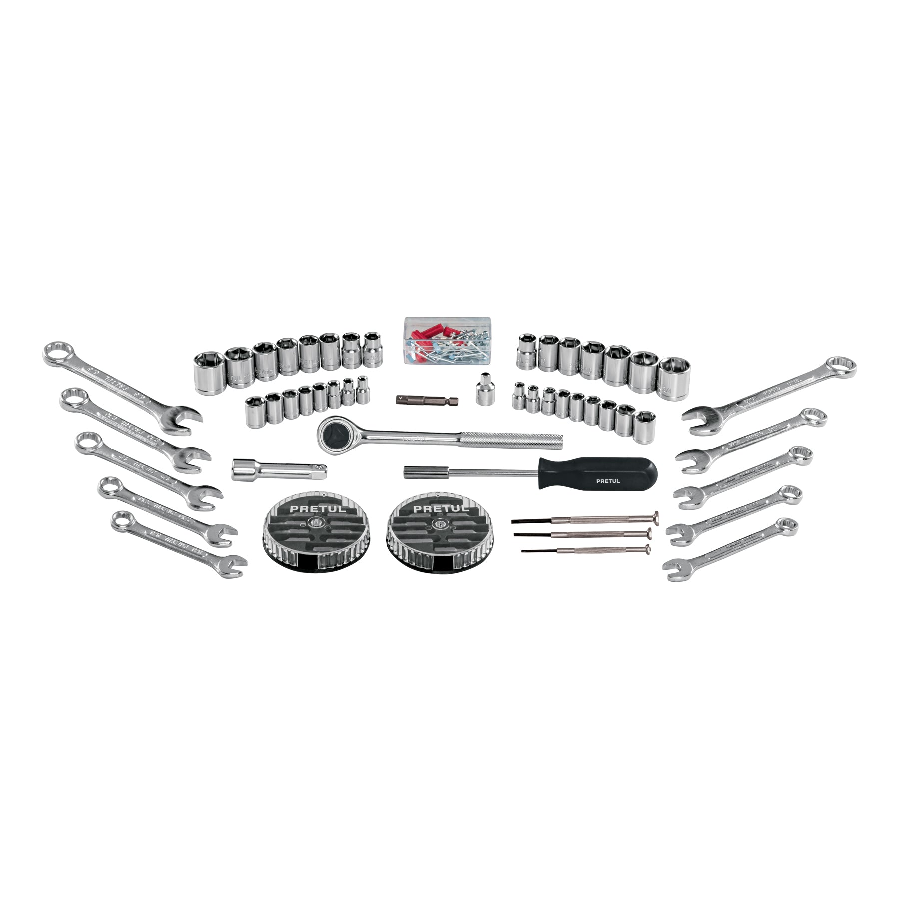 Juego de 71 herramientas 1/4" y 3/8" para mecánico, PRETUL