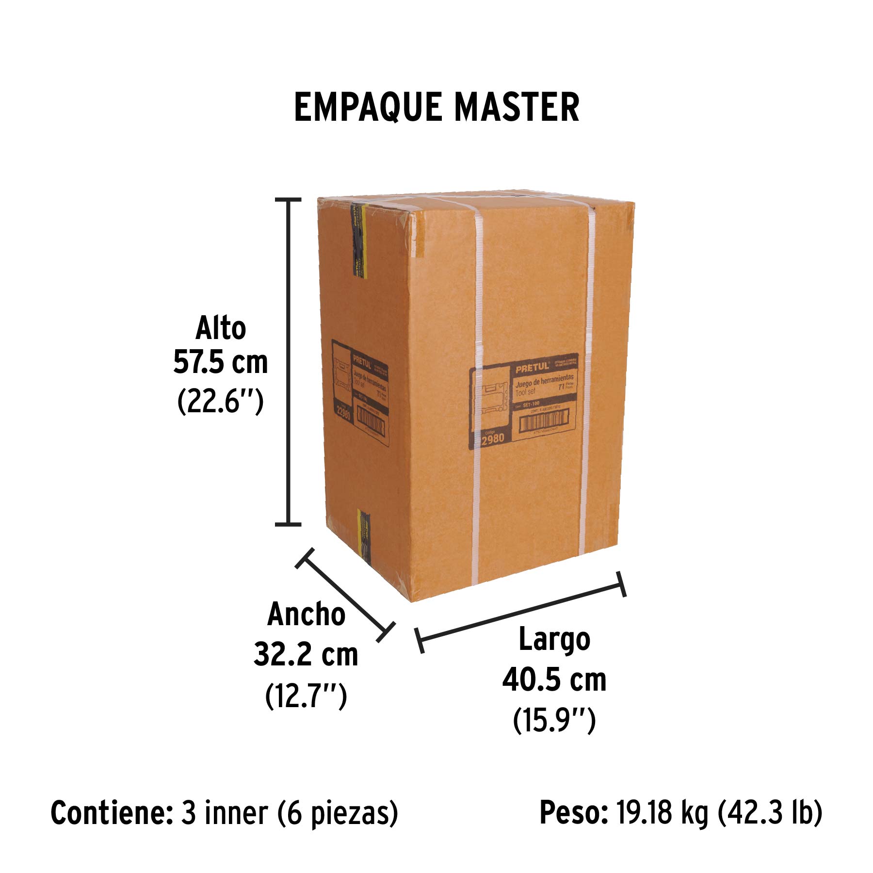 Juego de 71 herramientas 1/4" y 3/8" para mecánico, PRETUL - Empaque