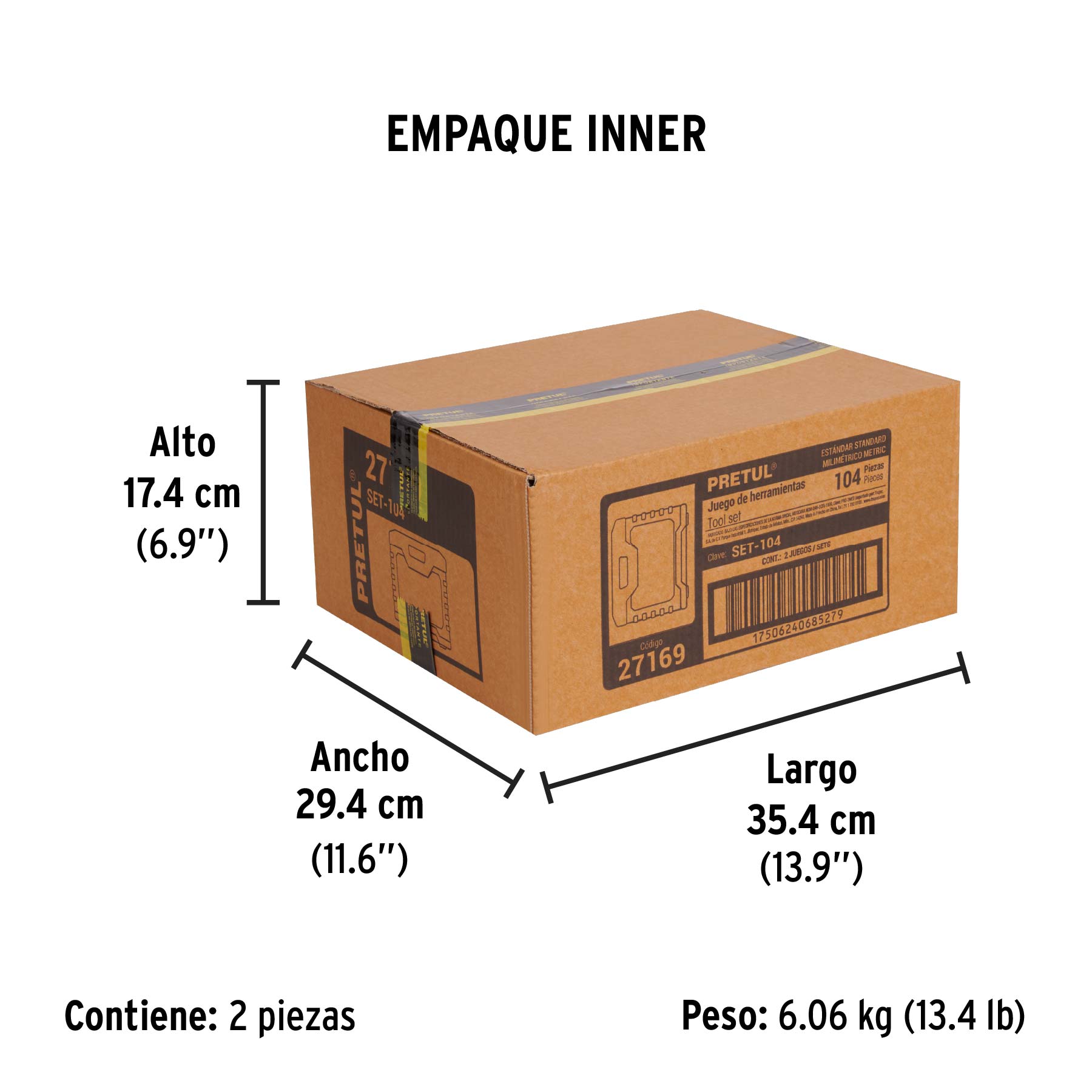 Juego de herramientas, 104 piezas, PRETUL - Empaque