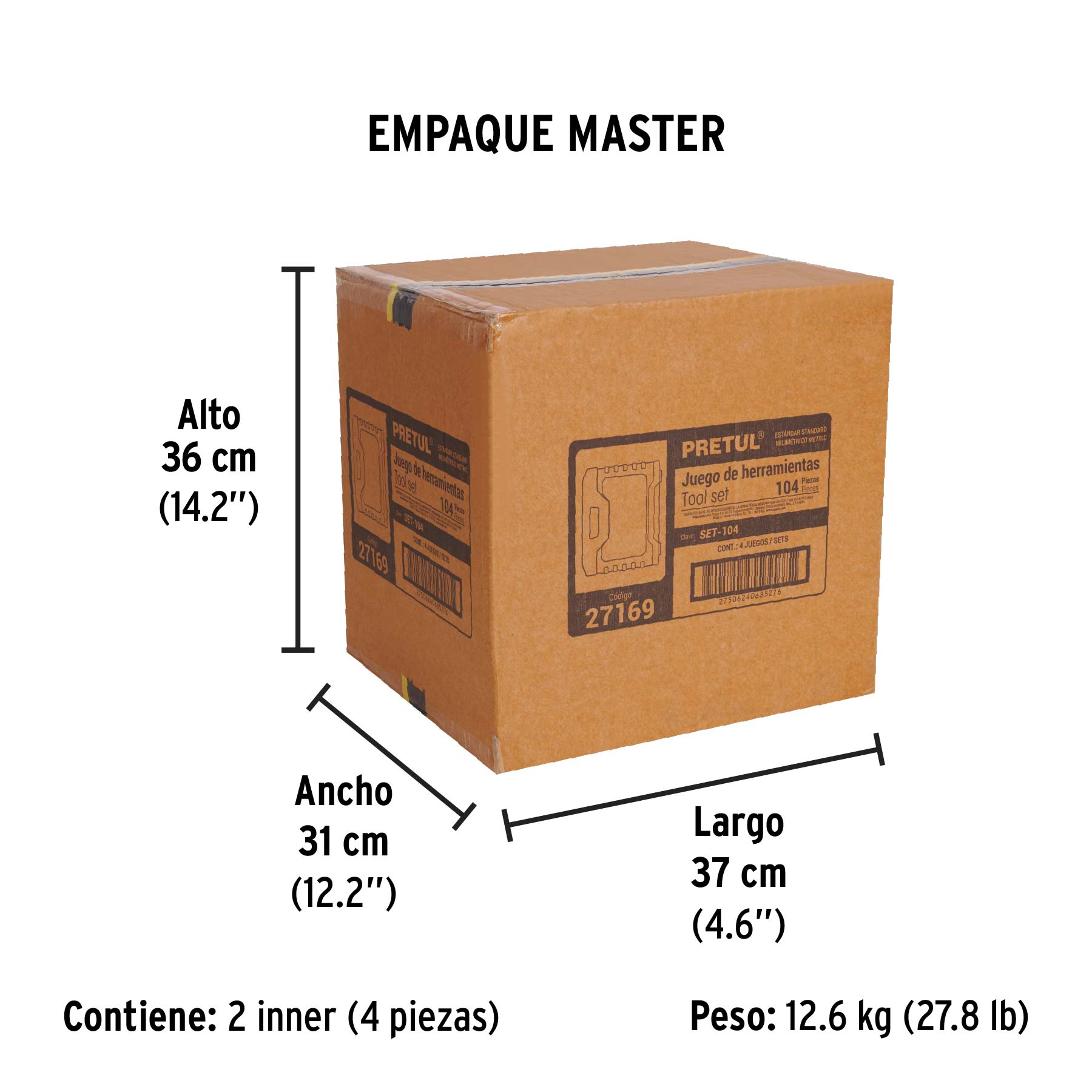 Juego de herramientas, 104 piezas, PRETUL - Empaque