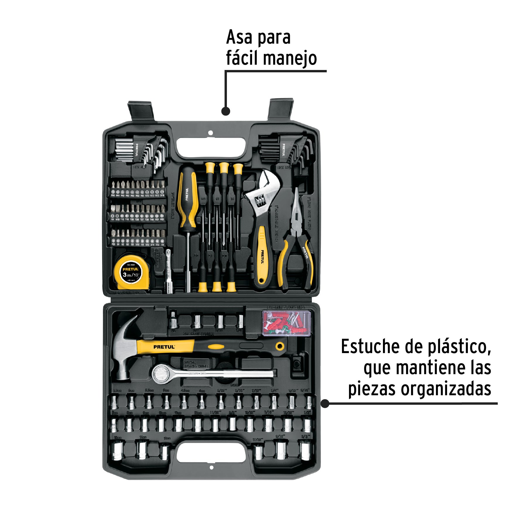Juego de herramientas, 104 piezas, PRETUL