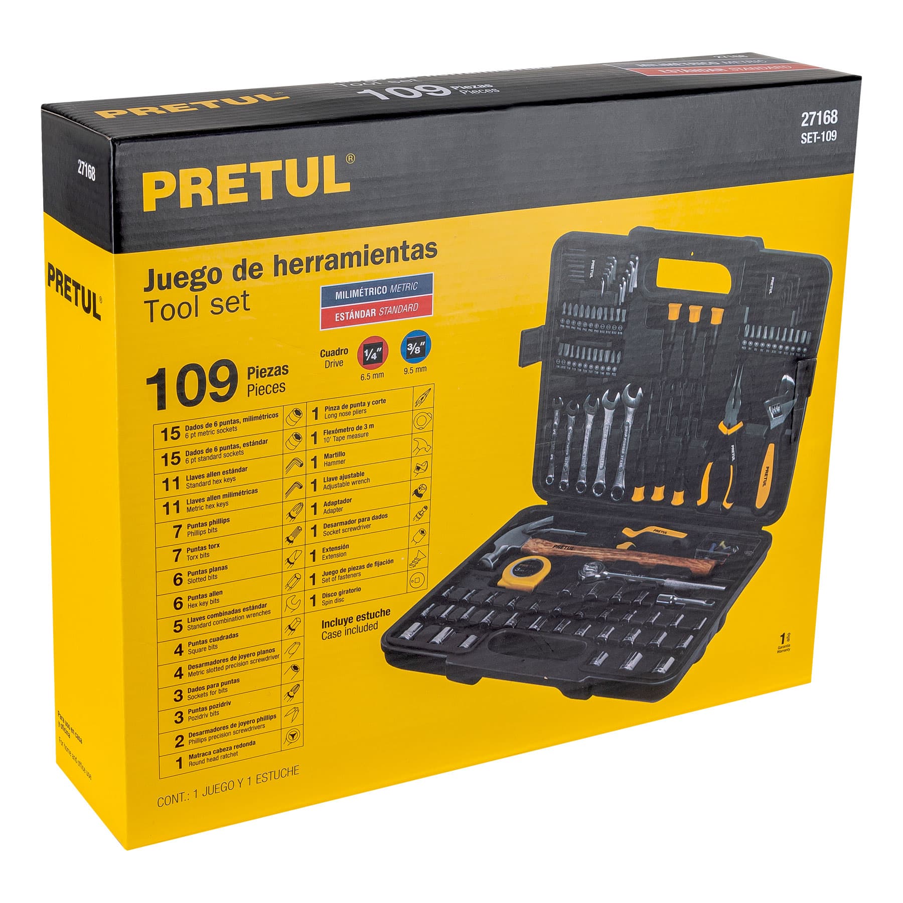 Juego de herramientas, 109 piezas, PRETUL