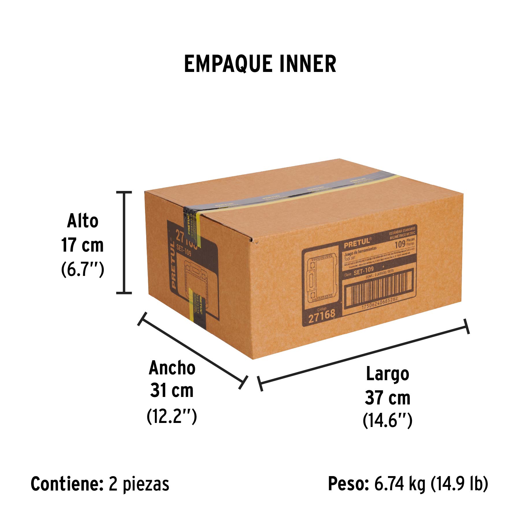 Juego de herramientas, 109 piezas, PRETUL - Empaque