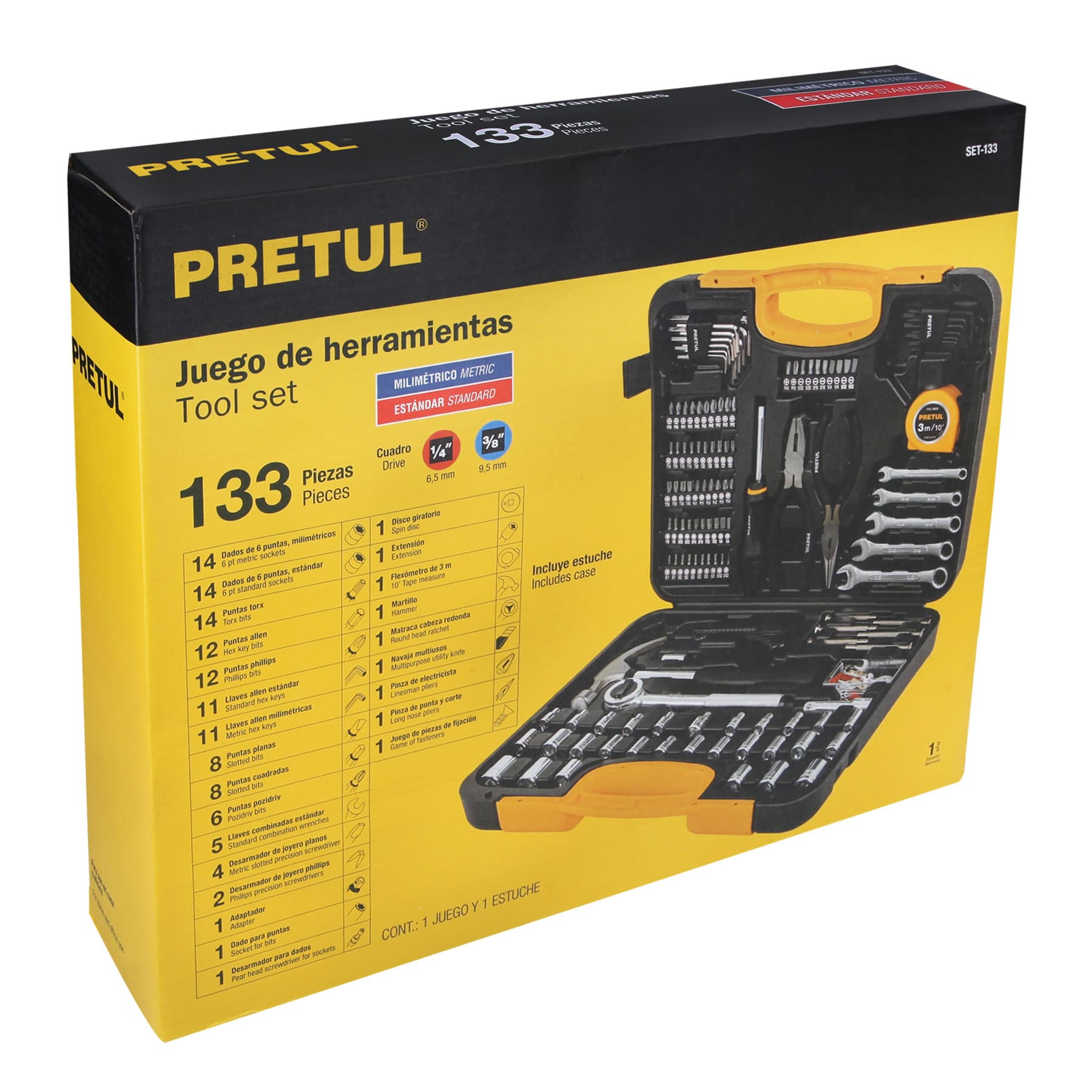 Juego de herramientas, 133 piezas, PRETUL
