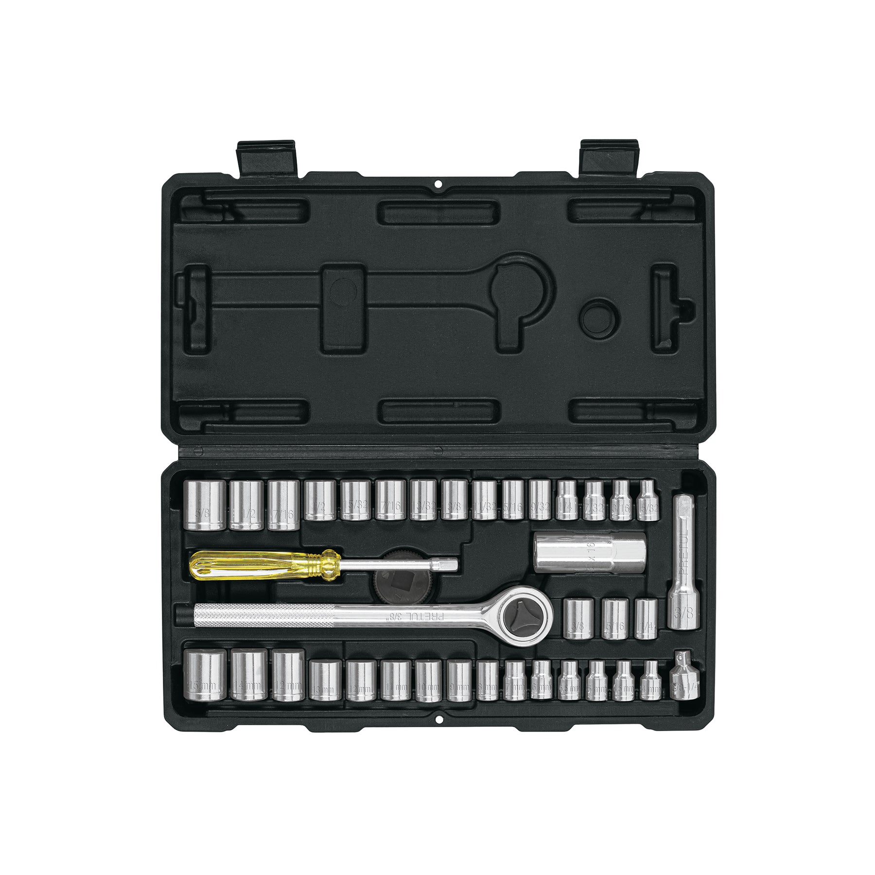 Juego de 39 herramientas 1/4" y 3/8" para mecánico, PRETUL