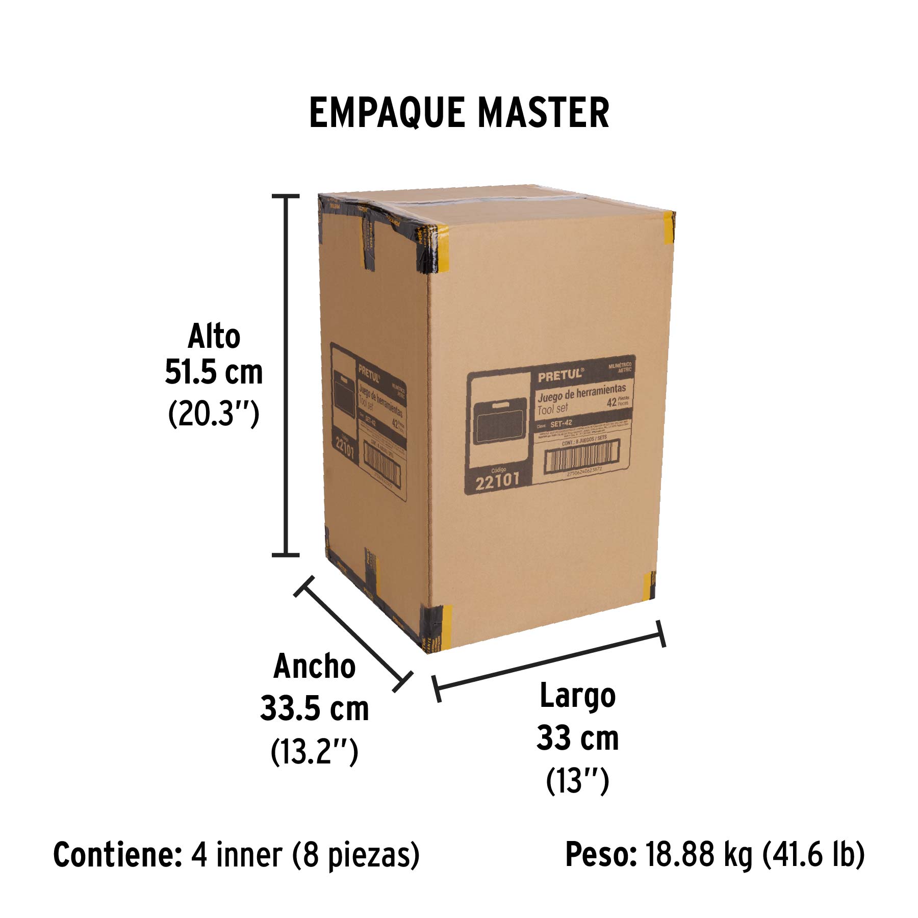 Juego de herramientas, Comfort Grip, 42 piezas, PRETUL - Empaque