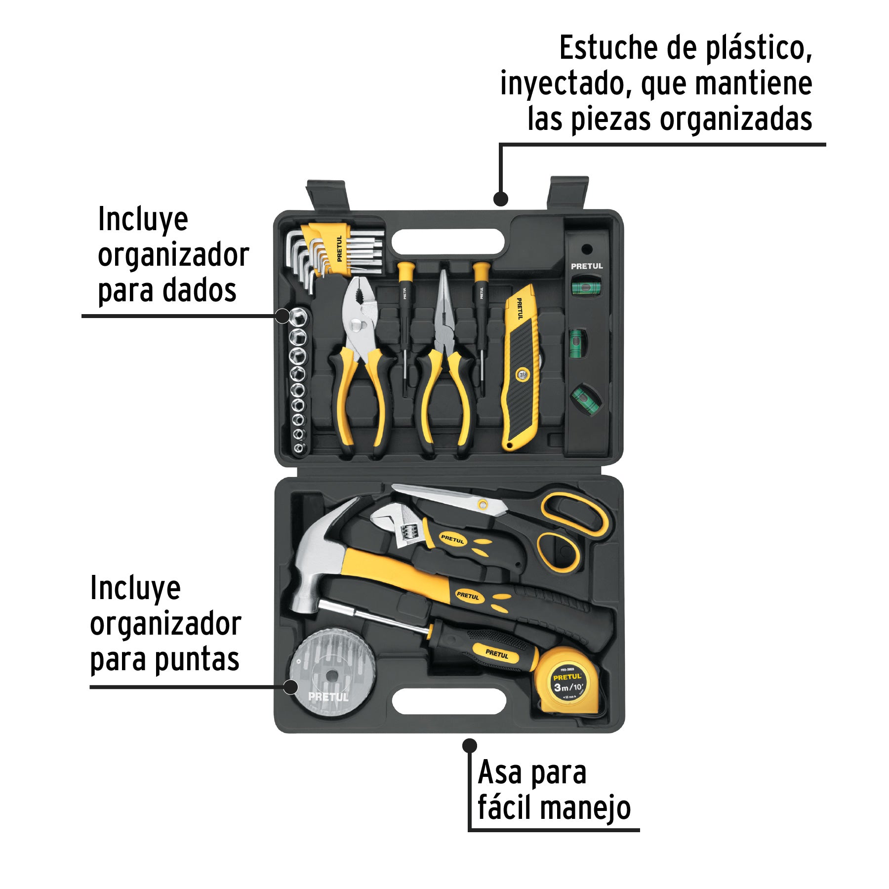 Juego de herramientas, Comfort Grip, 42 piezas, PRETUL