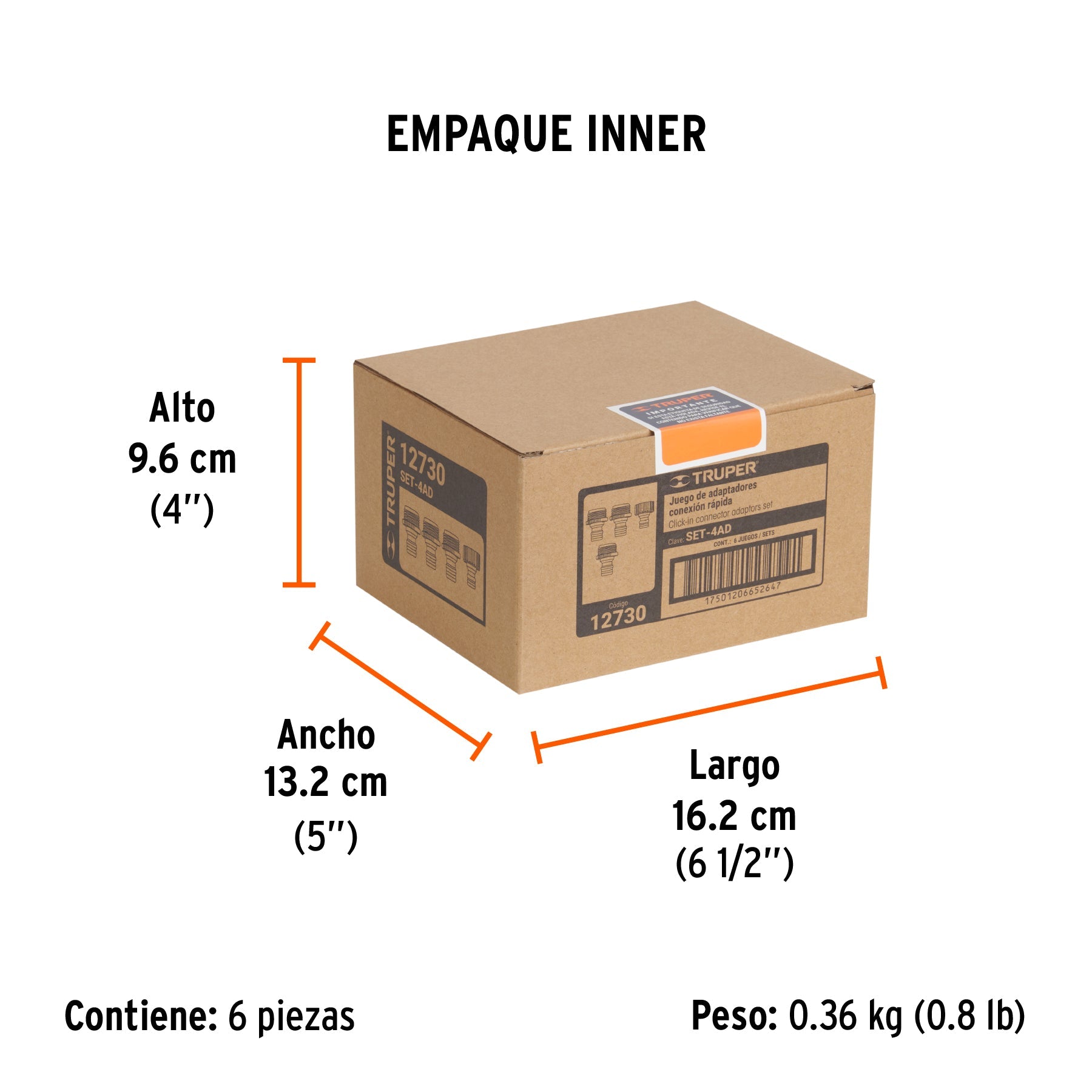 Set de 4 adaptadores para conectores click, TRUPER - Empaque