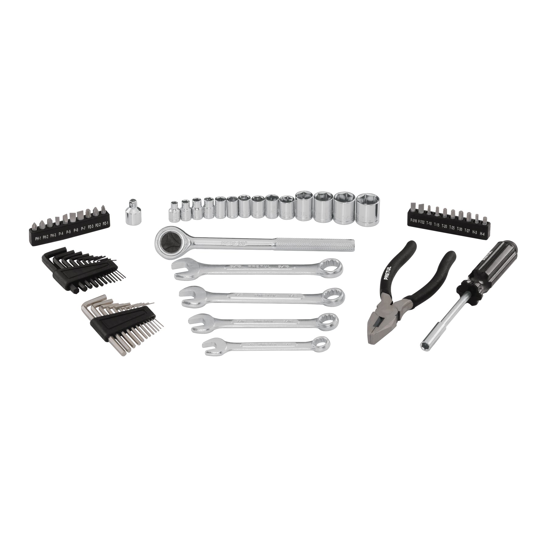 Juego de 66 herramientas 1/4" y 3/8" para mecánico, PRETUL