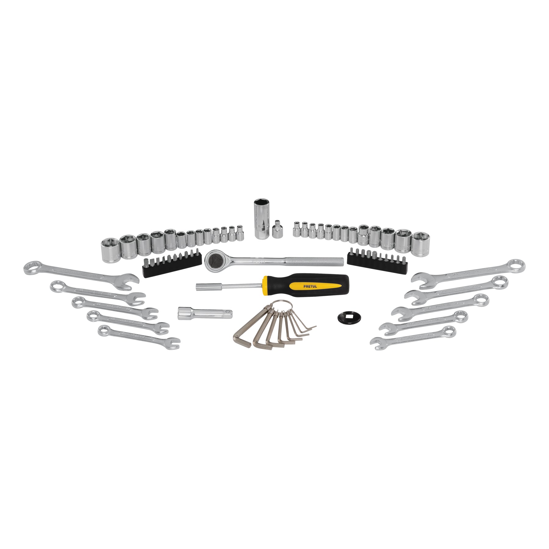 Juego de 70 herramientas 1/4" y 3/8" para mecánico, PRETUL