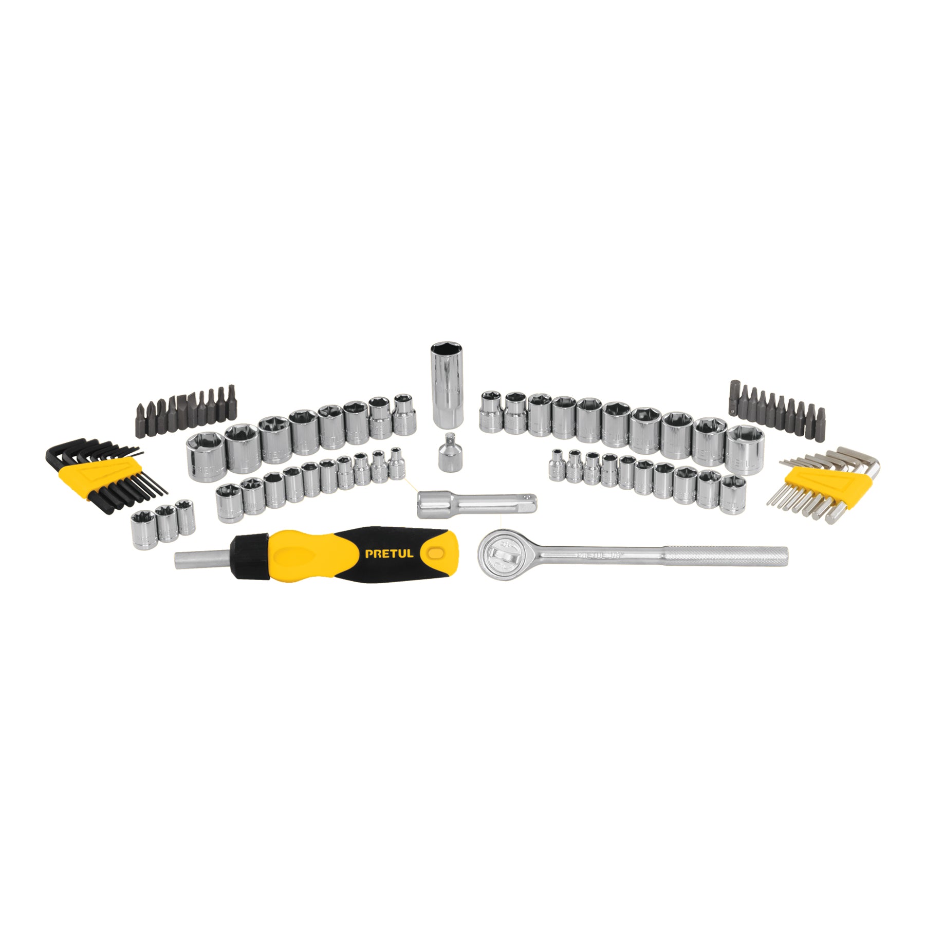 Juego de 83 herramientas 1/4" y 3/8" para mecánico, PRETUL