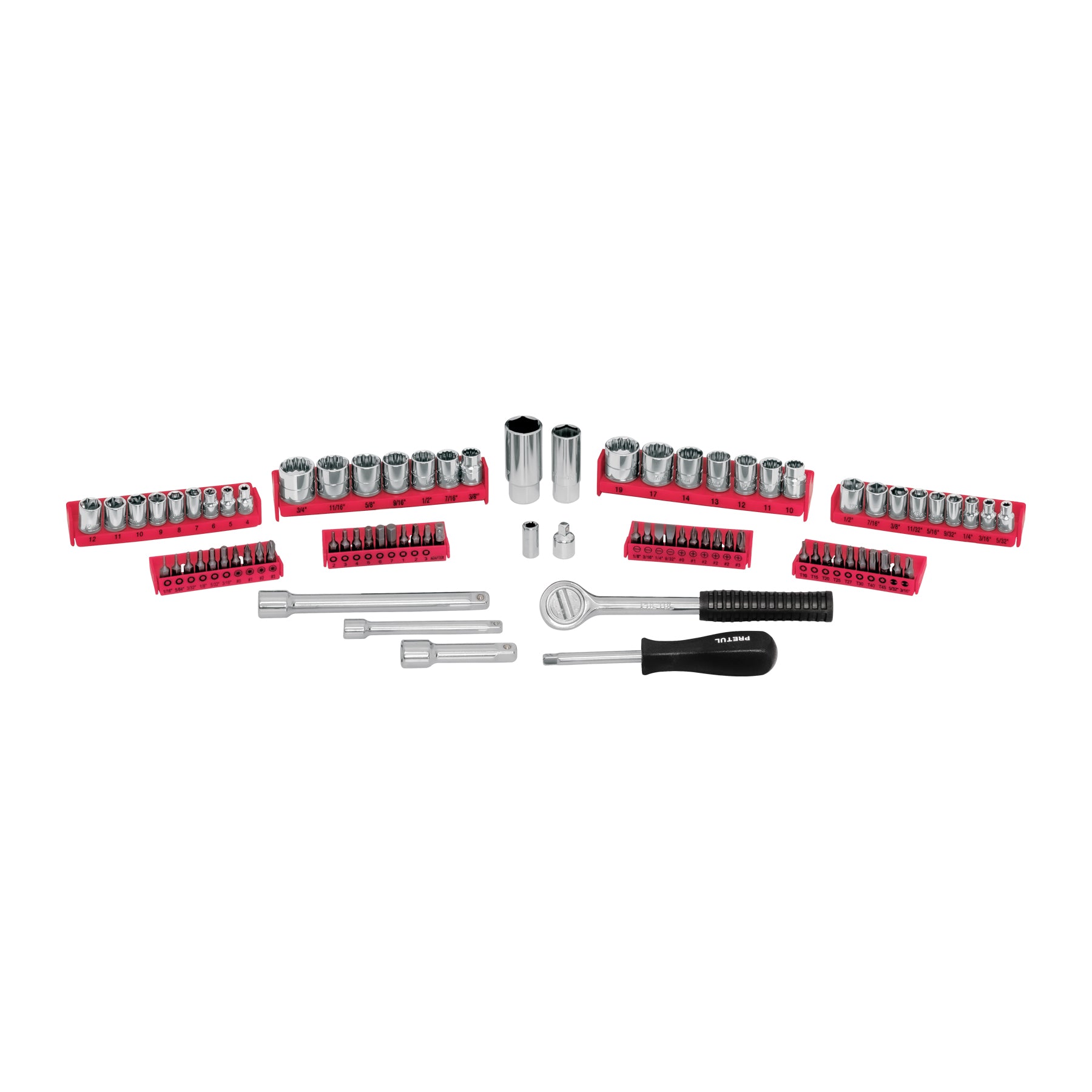 Juego de 81 herramientas 1/4" y 3/8" para mecánico, PRETUL