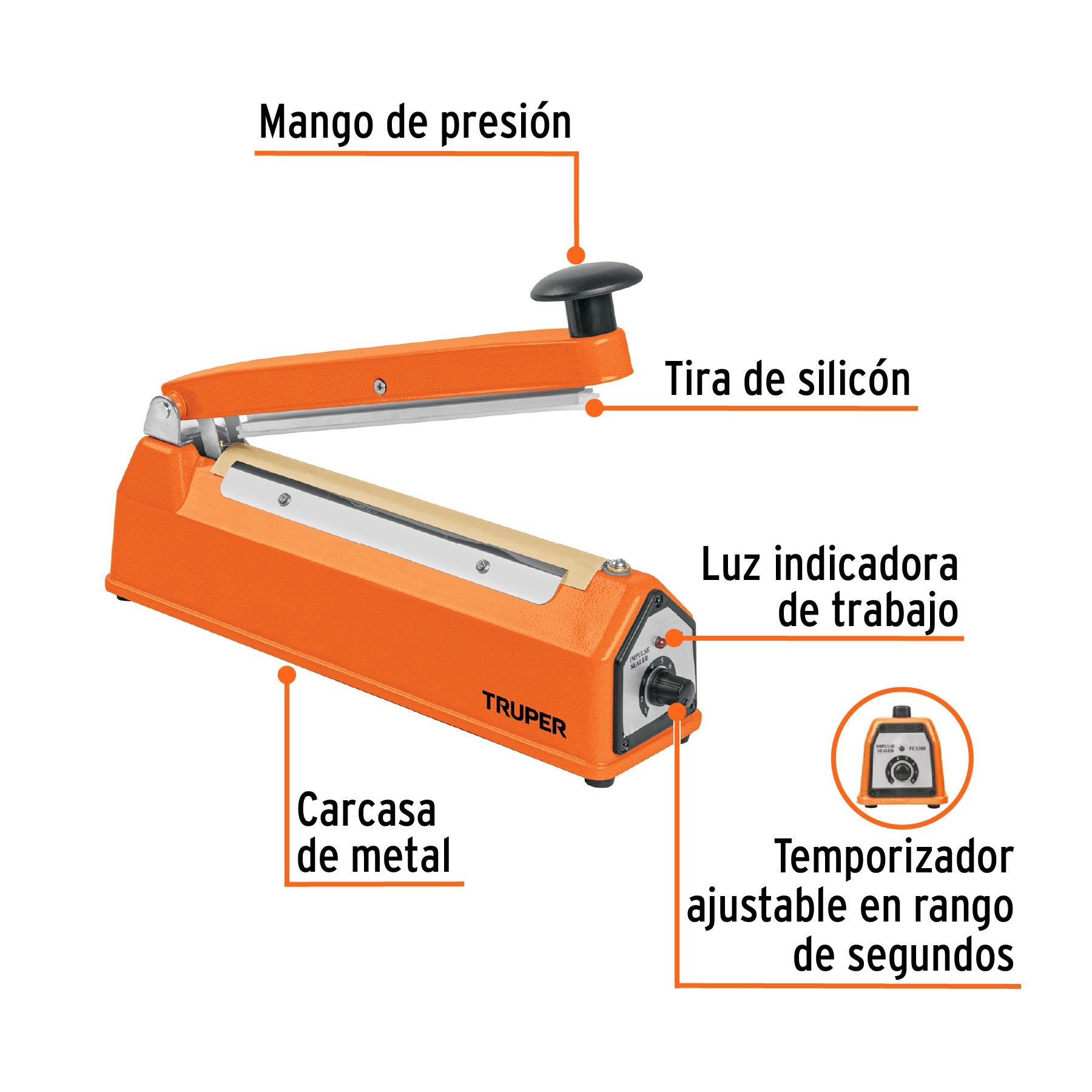 Selladora térmica 20 cm, 300 W, TRUPER