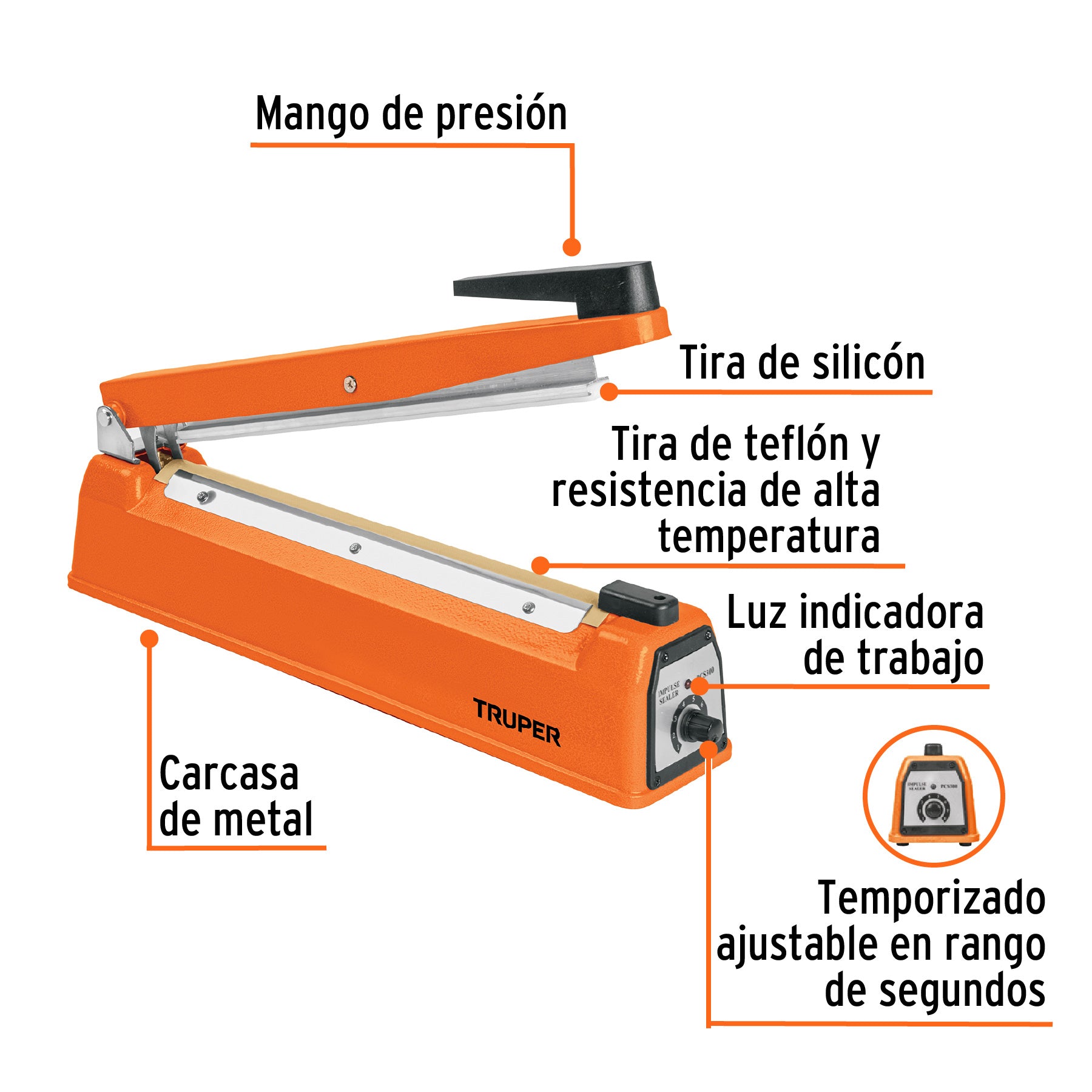 Selladora térmica 30 cm, 400 W, TRUPER