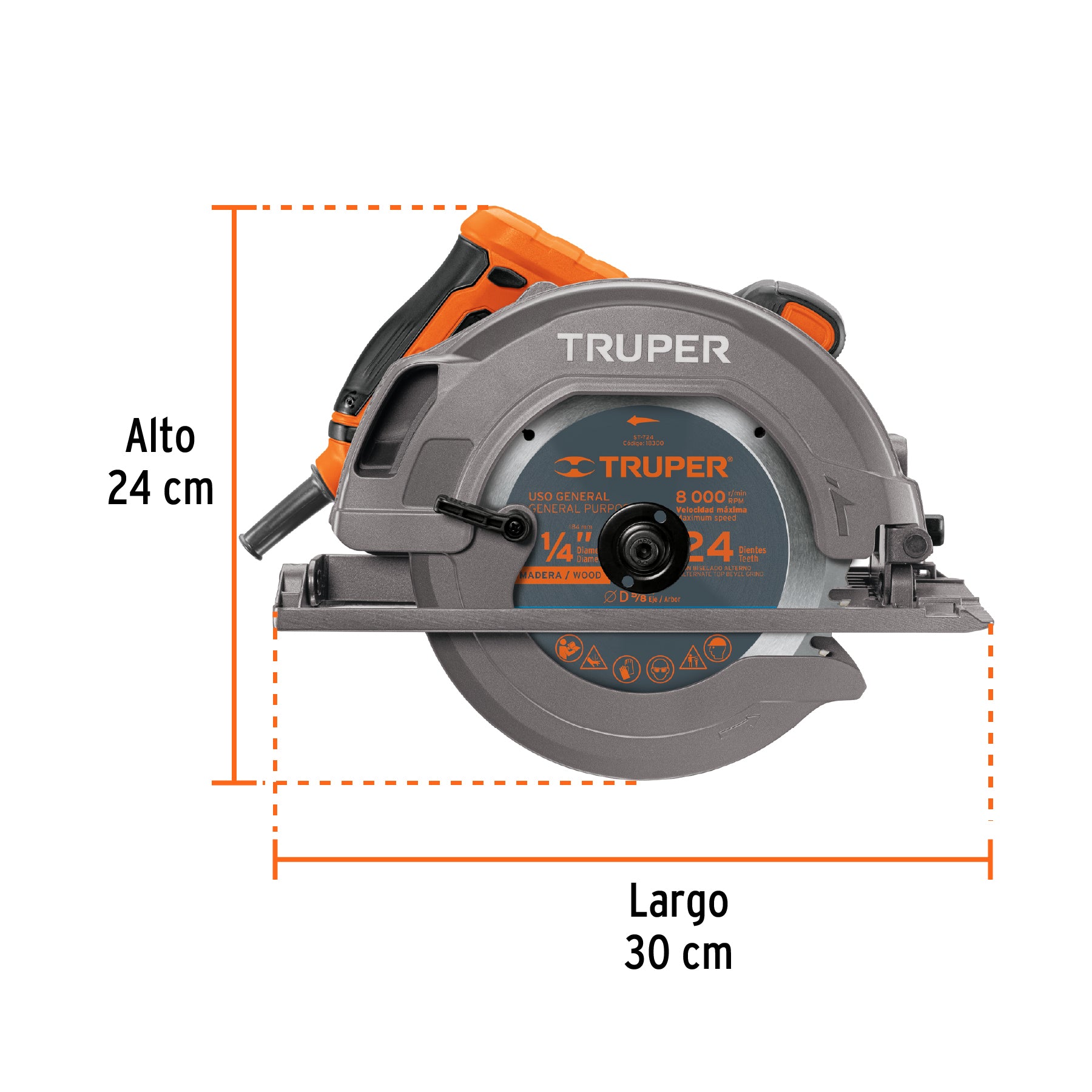 Sierra circular 7-1/4", 1750W, TRUPER PRO