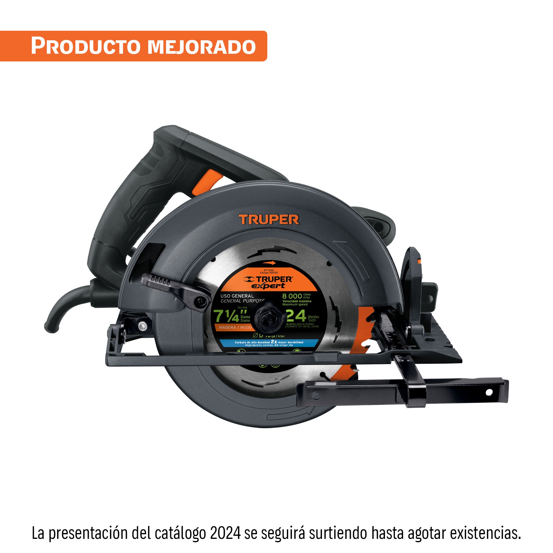 Sierra circular 7-1/4", 1800W, TRUPER INDUSTRIAL
