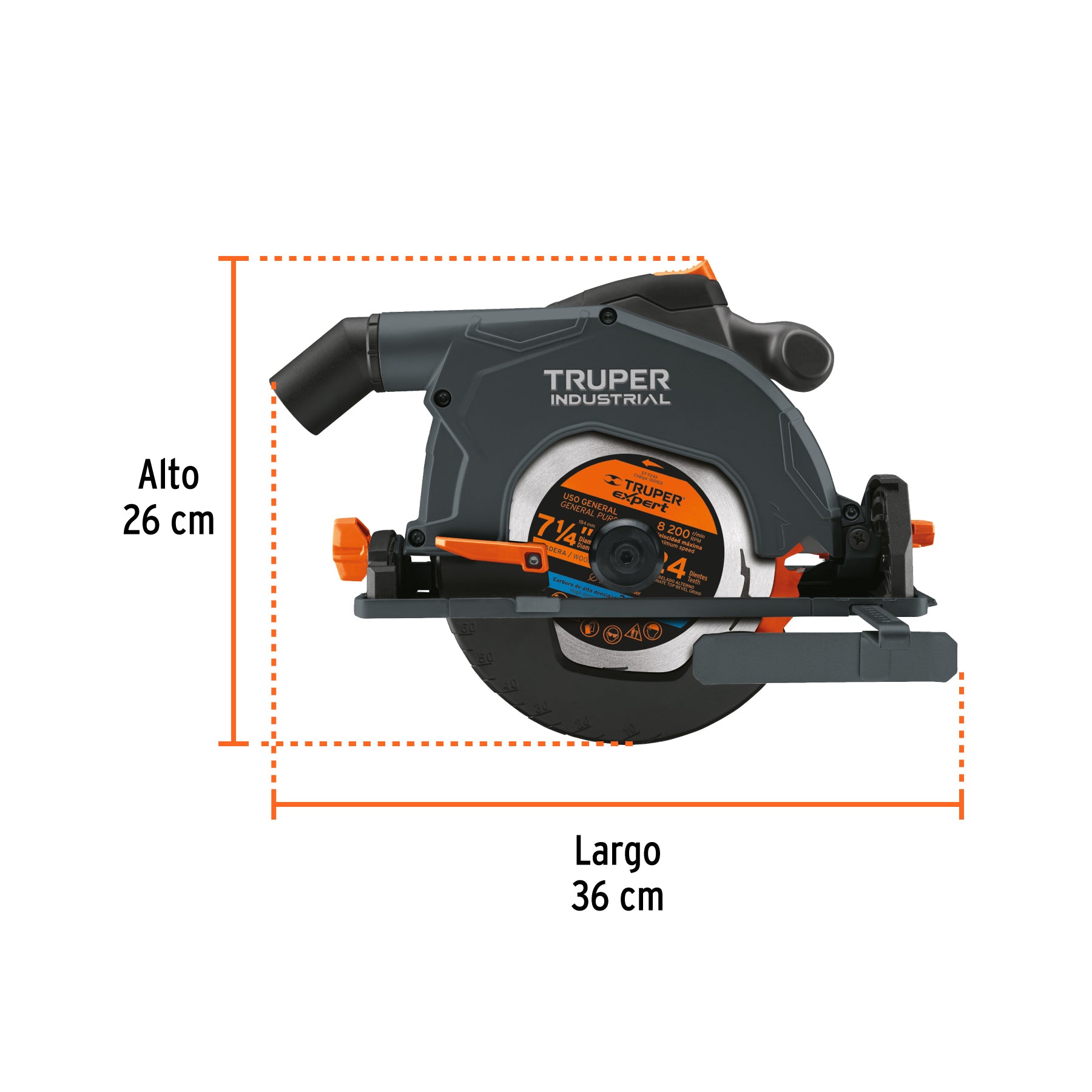 Sierra circular 7-1/4" 1900W, TRUPER INDUSTRIAL