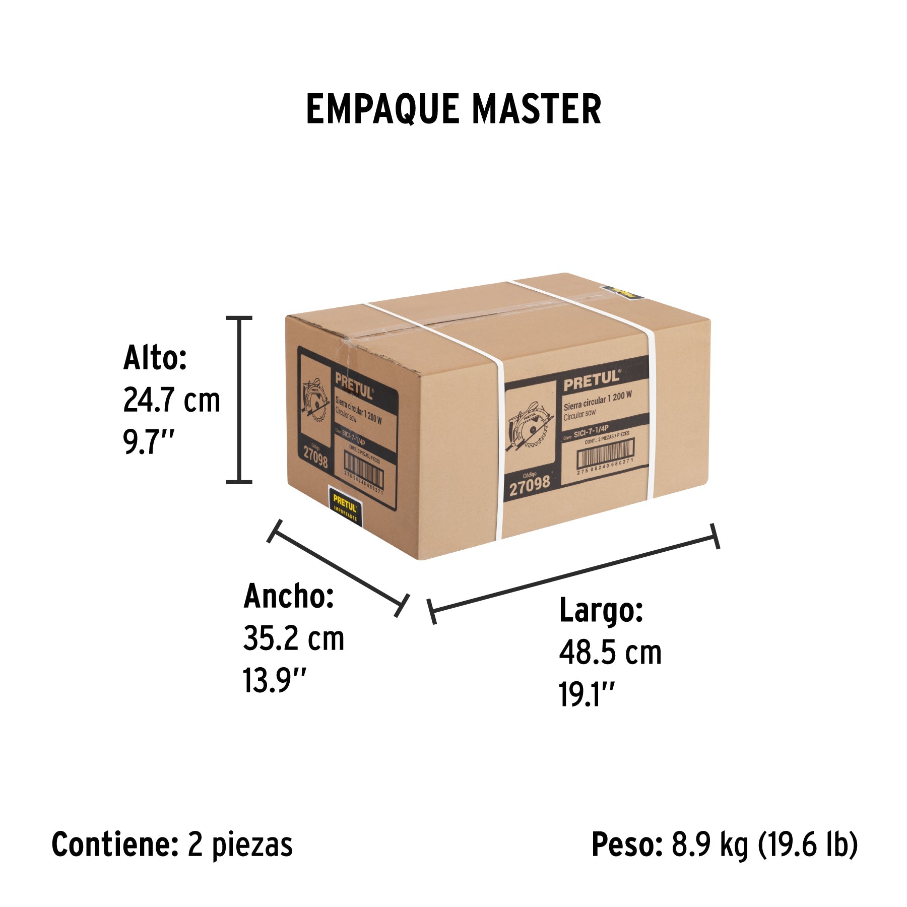 Sierra circular 7-1/4", 1200W, PRETUL - Empaque