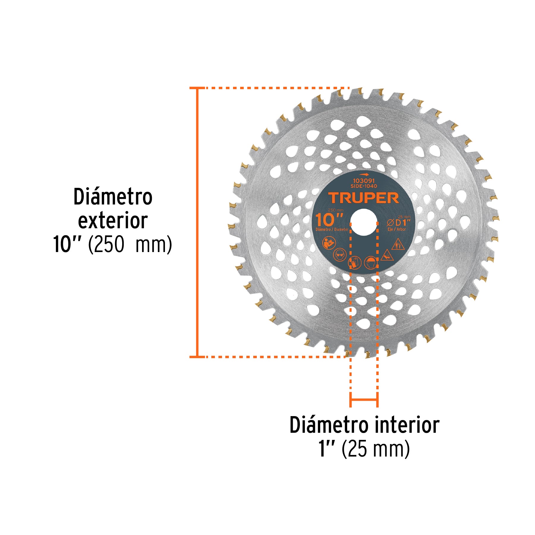 Disco sierra 10" para desbrozadoras, 40 dientes, TRUPER
