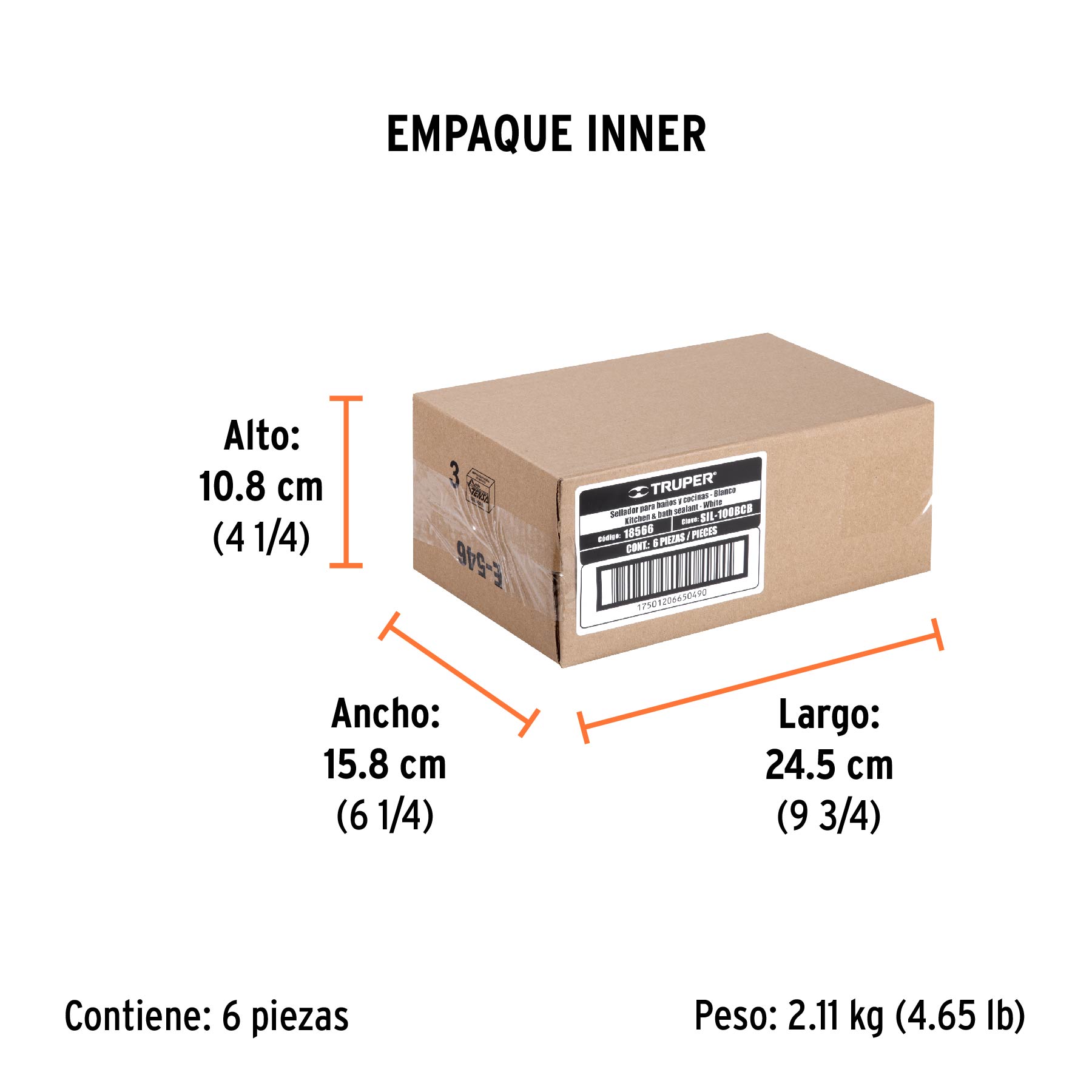 Sellador blanco para baños y cocinas, 280 ml, TRUPER - Empaque