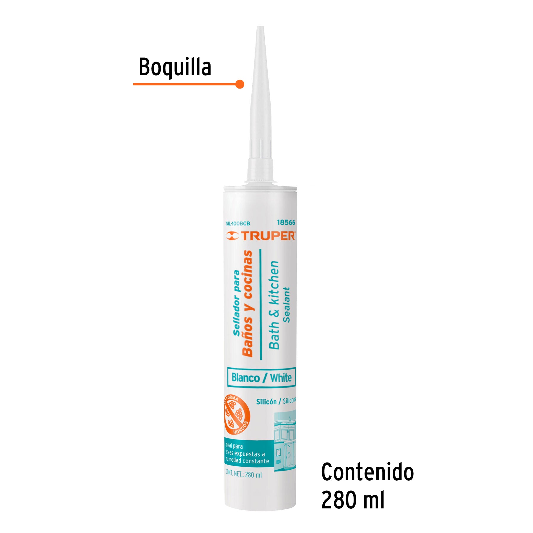 Sellador blanco para baños y cocinas, 280 ml, TRUPER