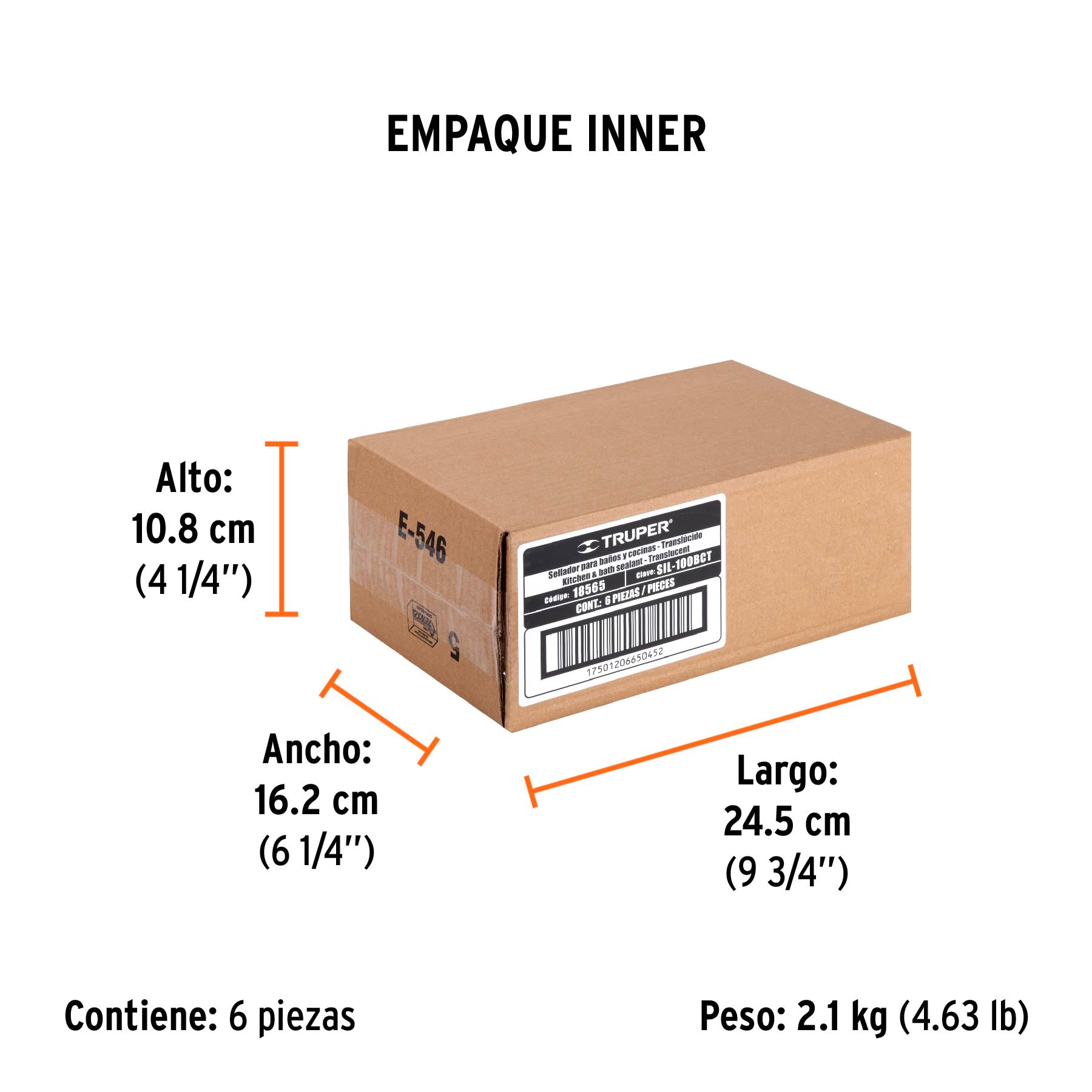 Sellador translúcido para baños y cocinas, 280 ml, TRUPER - Empaque