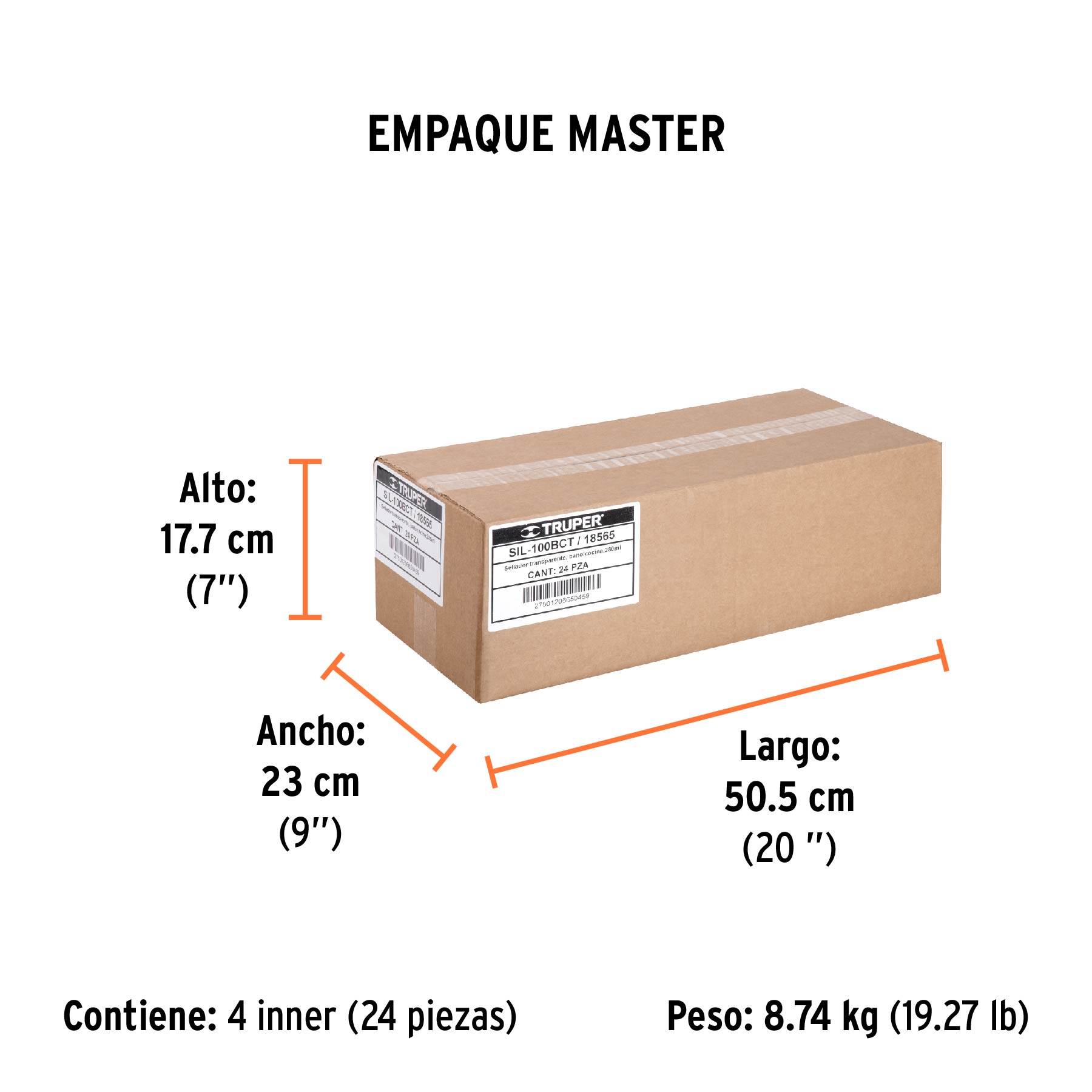 Sellador translúcido para baños y cocinas, 280 ml, TRUPER - Empaque