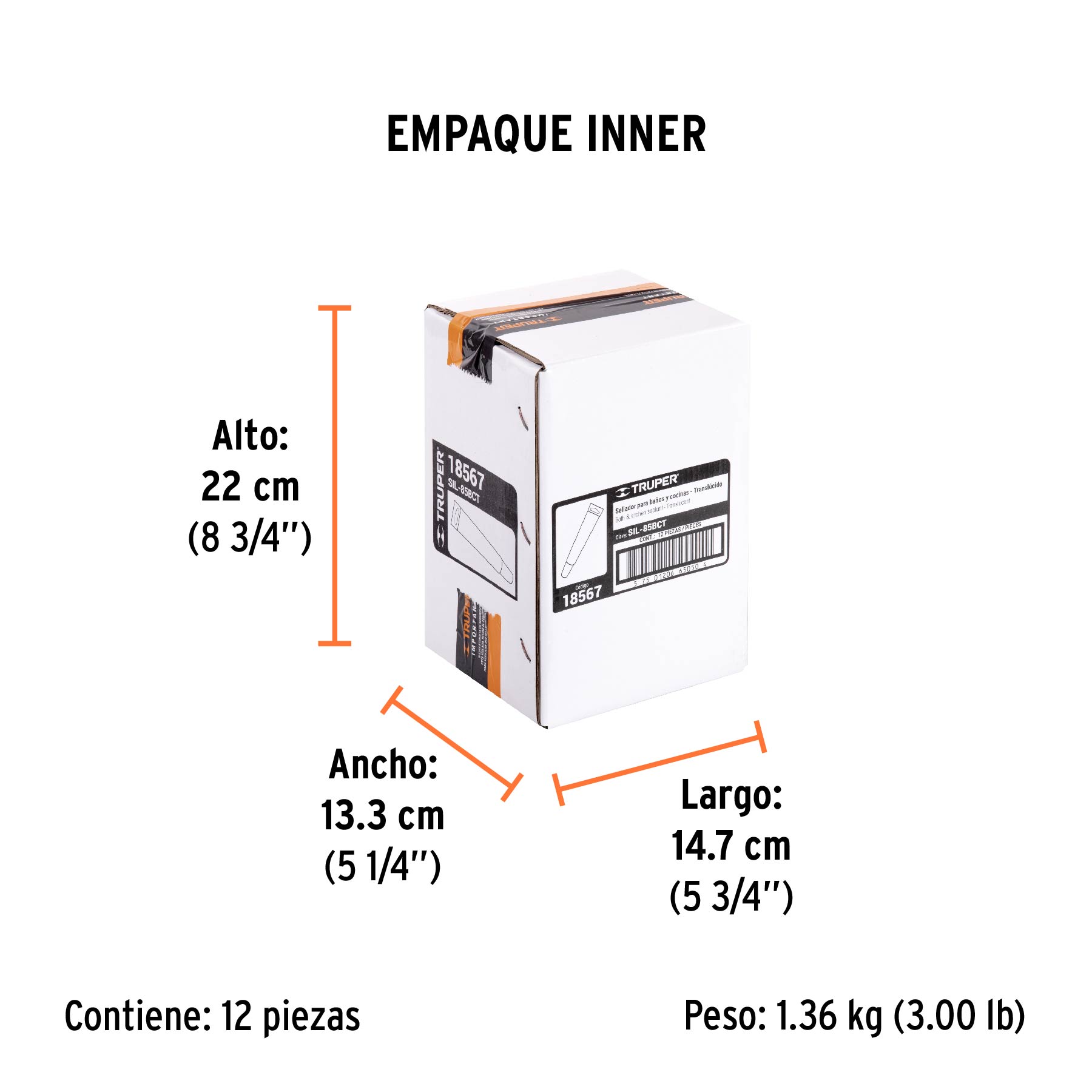 Sellador translúcido para baños y cocinas, 85 g, TRUPER - Empaque