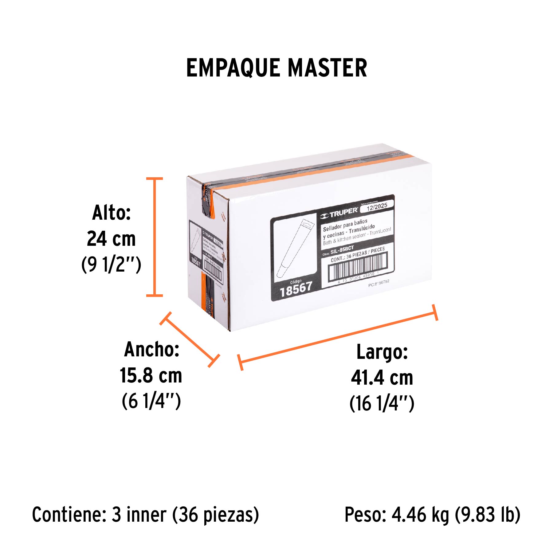 Sellador translúcido para baños y cocinas, 85 g, TRUPER - Empaque