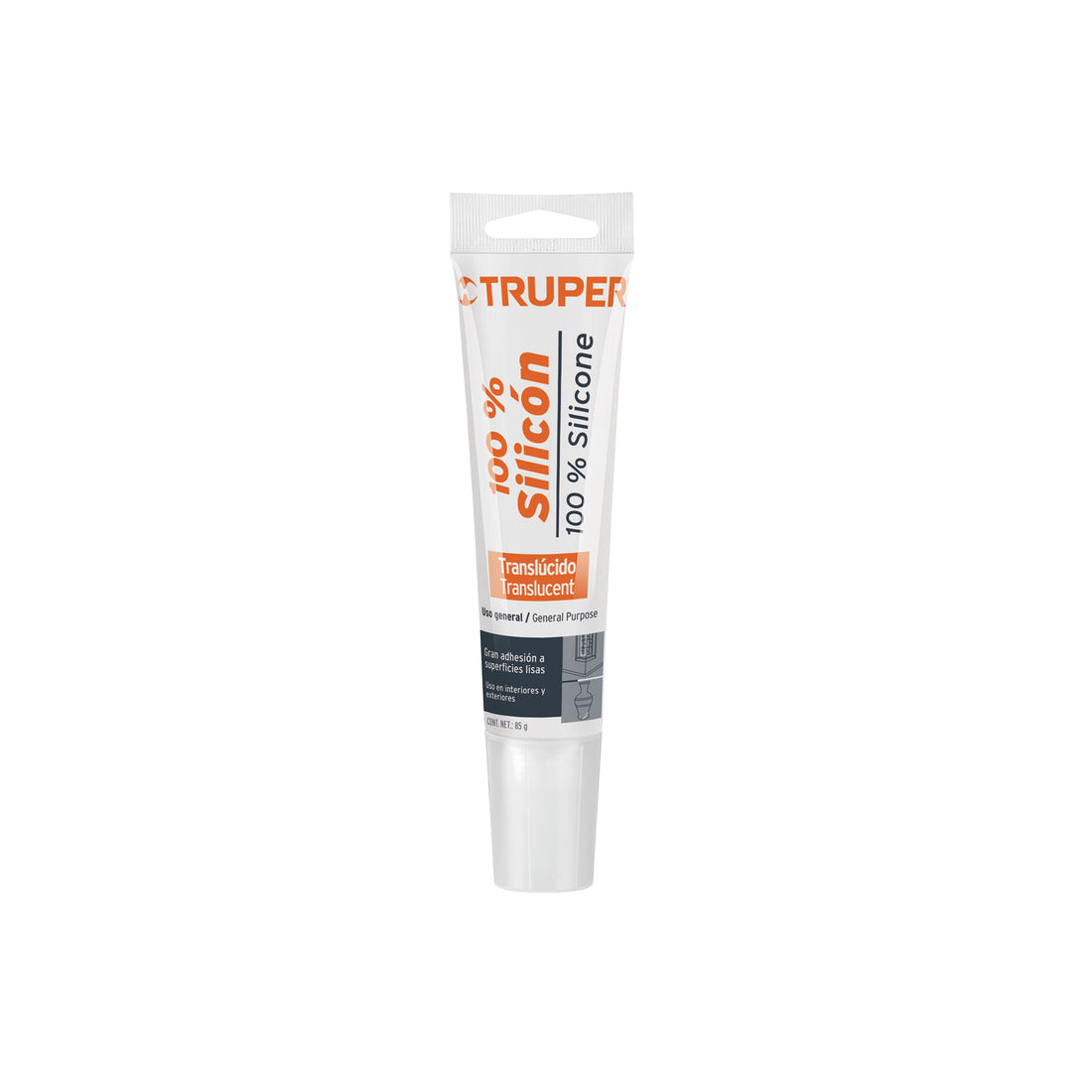 Sellador transparente 100% silicón de 85 g, TRUPER
