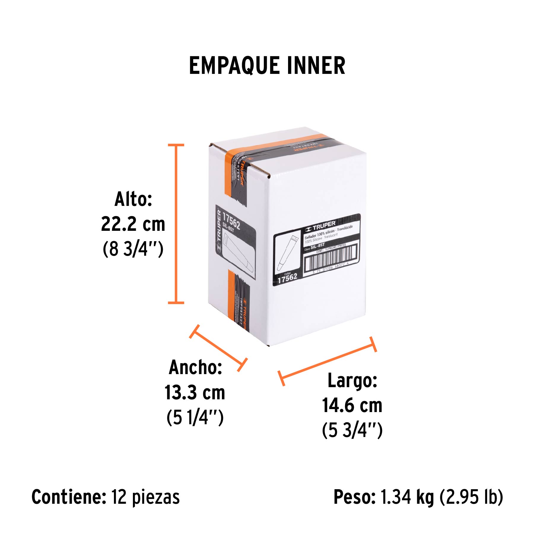 Sellador transparente 100% silicón de 85 g, TRUPER - Empaque