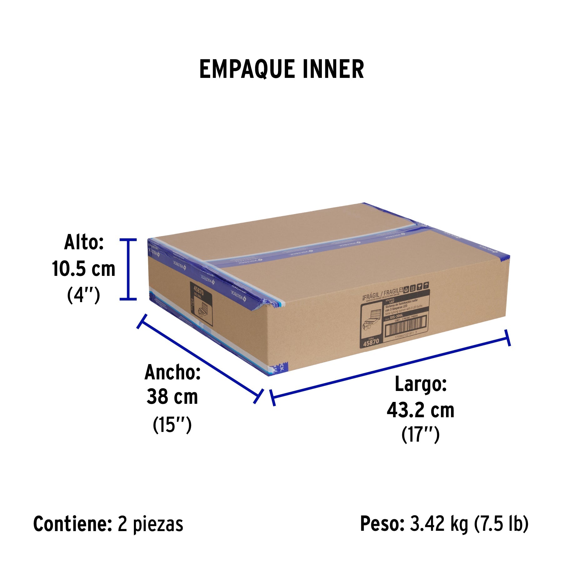 Sistema de iluminación Solar 6 W con 3 lámparas LED, VOLTECK - Empaque