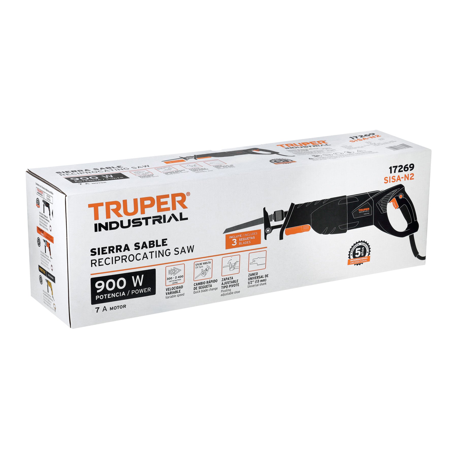 Sierra sable 900W velocidad variable, TRUPER INDUSTRIAL