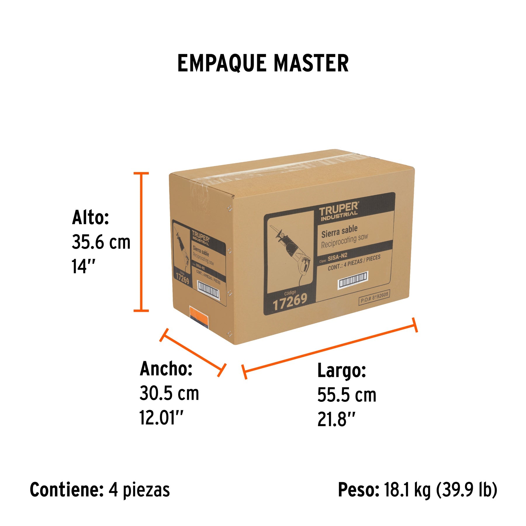 Sierra sable 900W velocidad variable, TRUPER INDUSTRIAL - Empaque